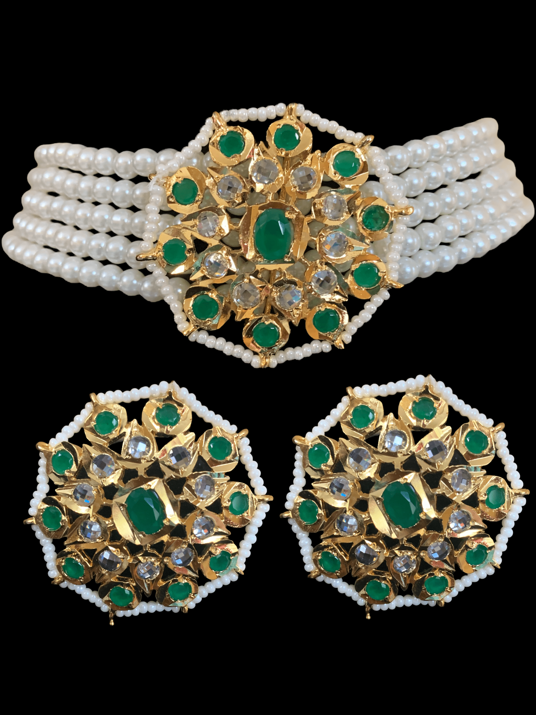 Amra choker set  - green  ( READY TO SHIP  )