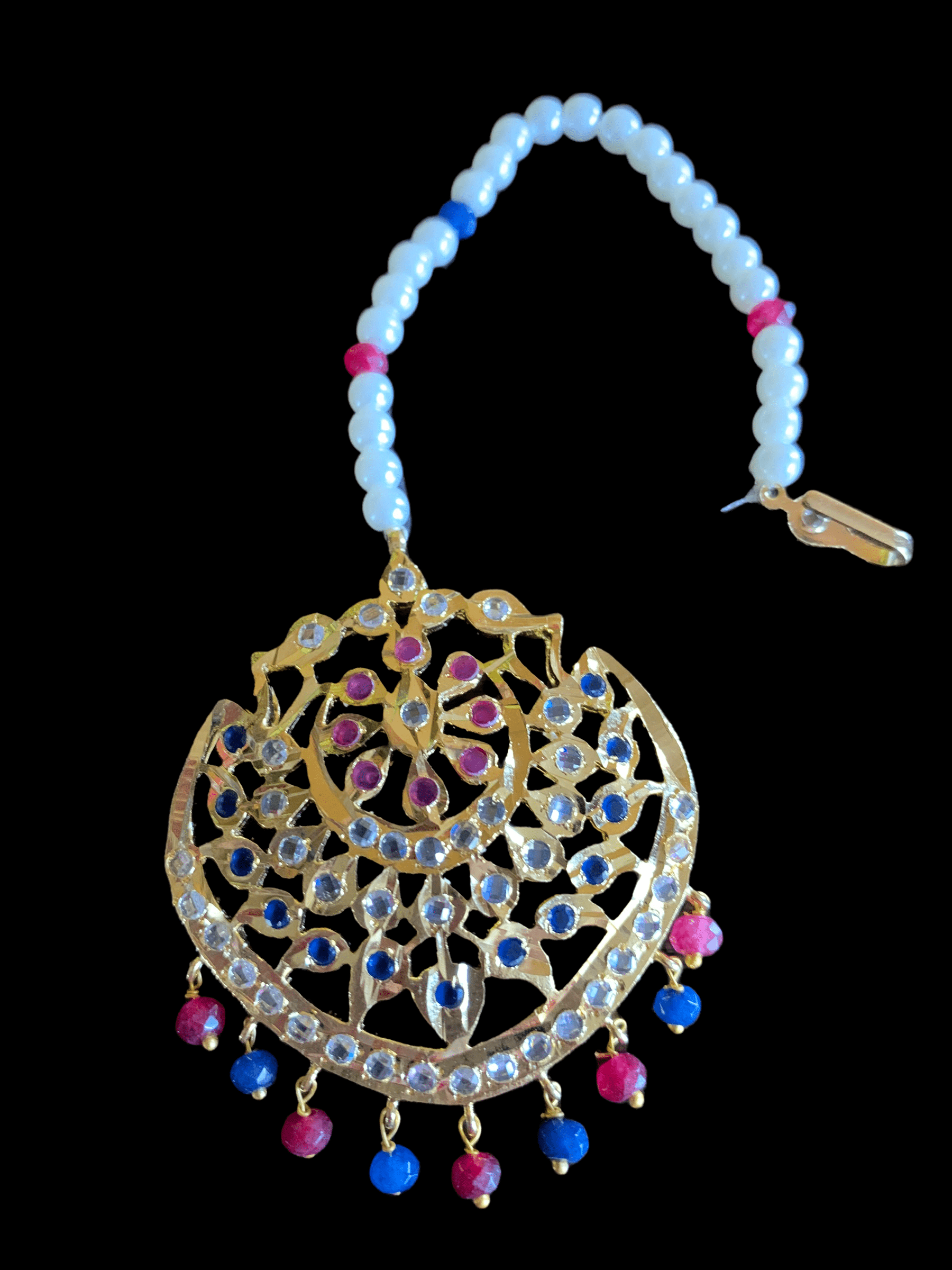 DJTK120 Shana tika / tikka In ruby sapphire combination  ( READY TO SHIP )