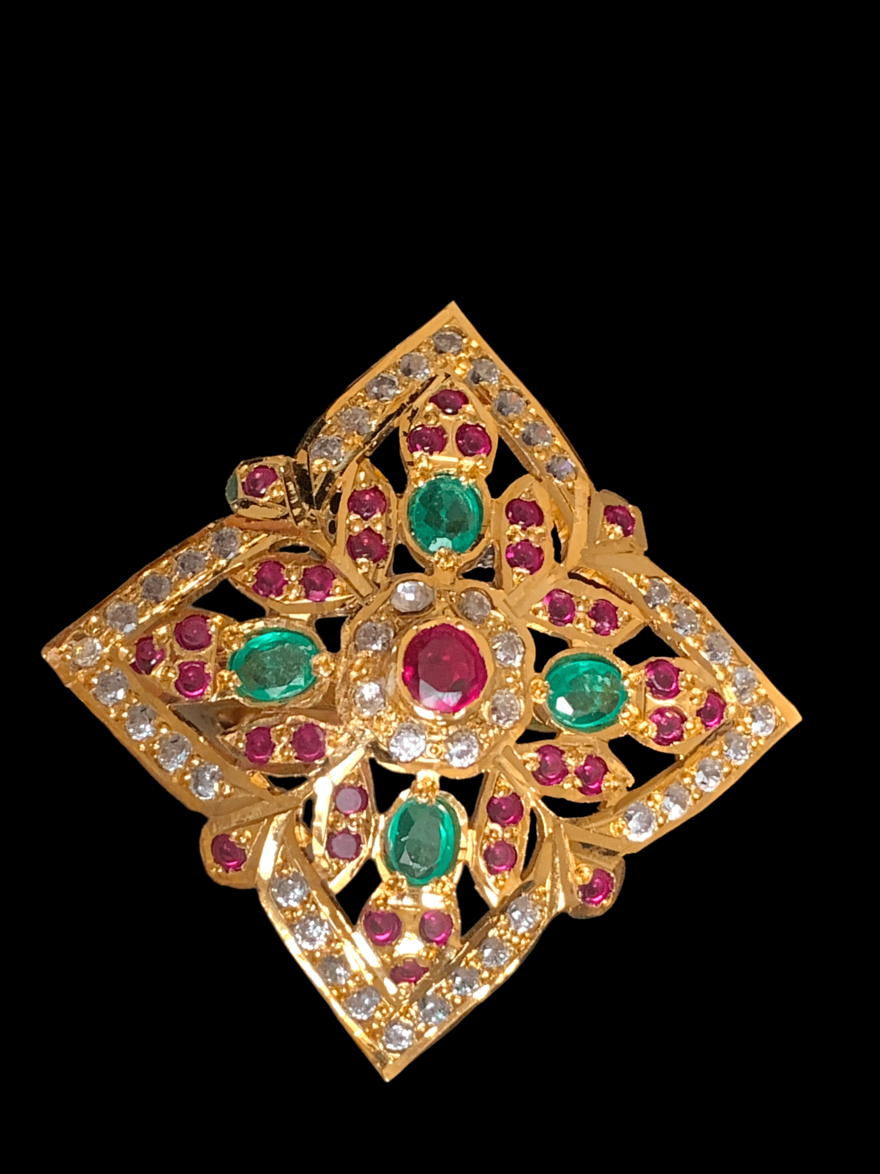 Ruby emerald gold plated silver ring ( SHIPS IN 4 WEEKS )