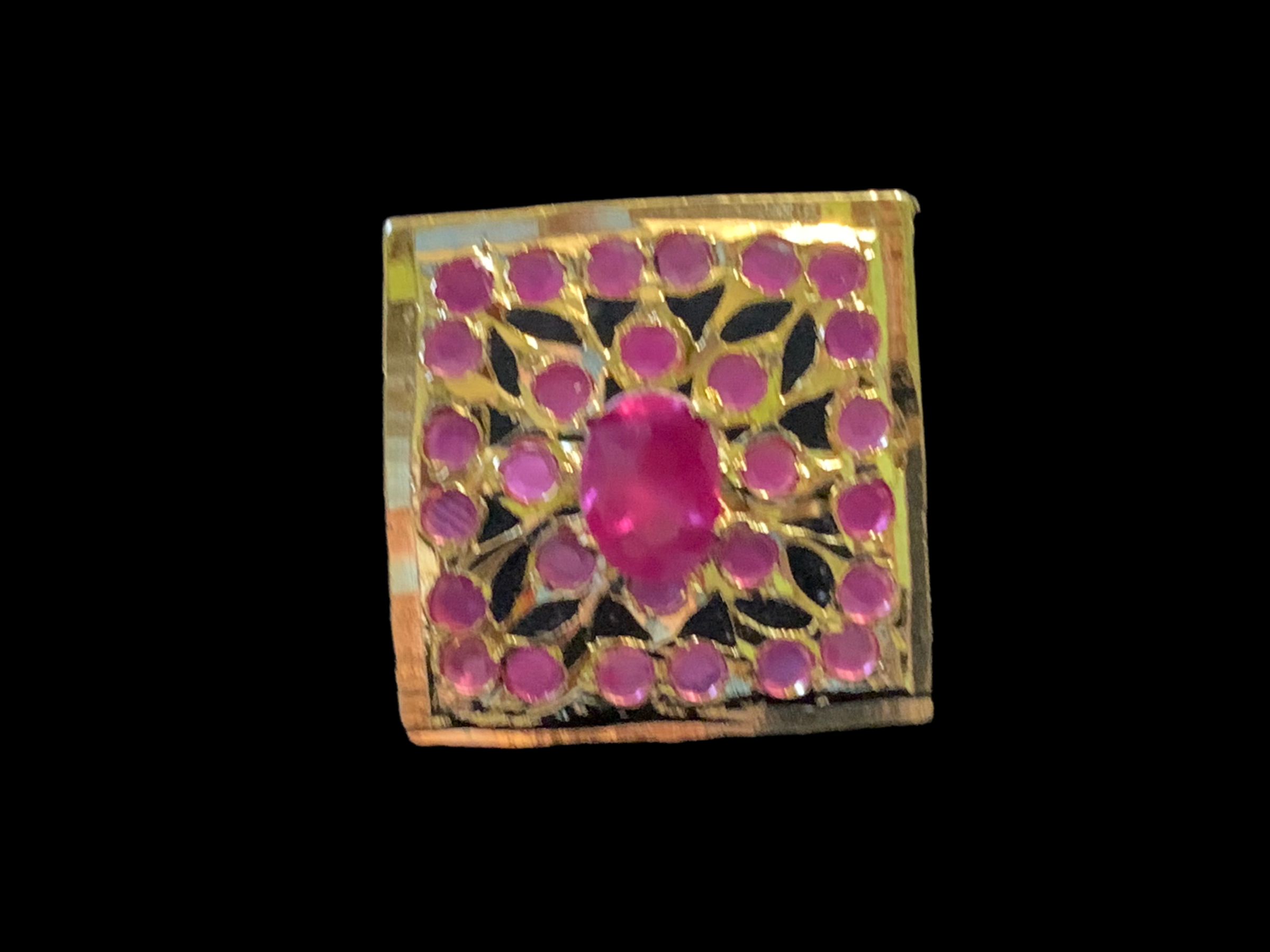 DJR83 Gold plated square ring- RUBY ( READY TO SHIP)