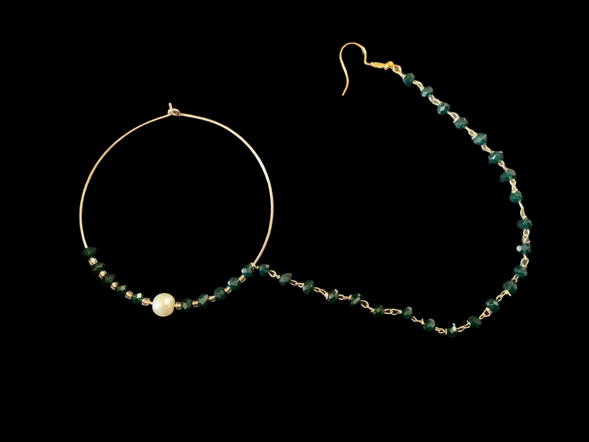 Silver plated  nosering - green ( READY TO SHIP)