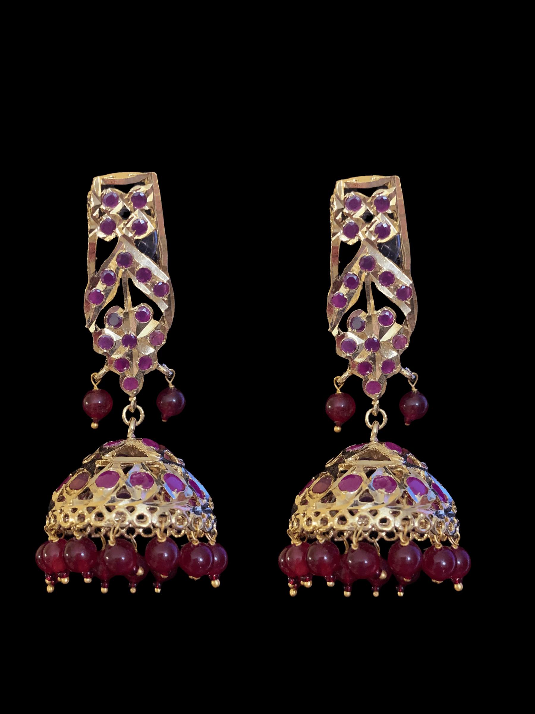 DER118 rooha jhumkas in rubies ( READY TO SHIP )