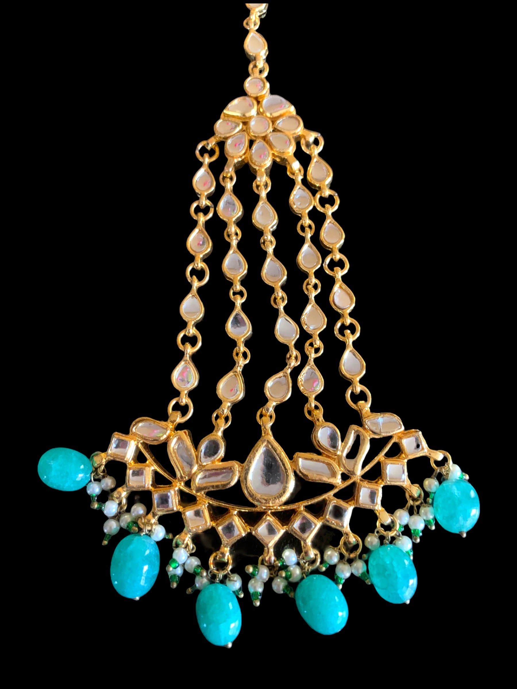 DJHR64 Mantra kundan tika in green ( READY TO SHIP)