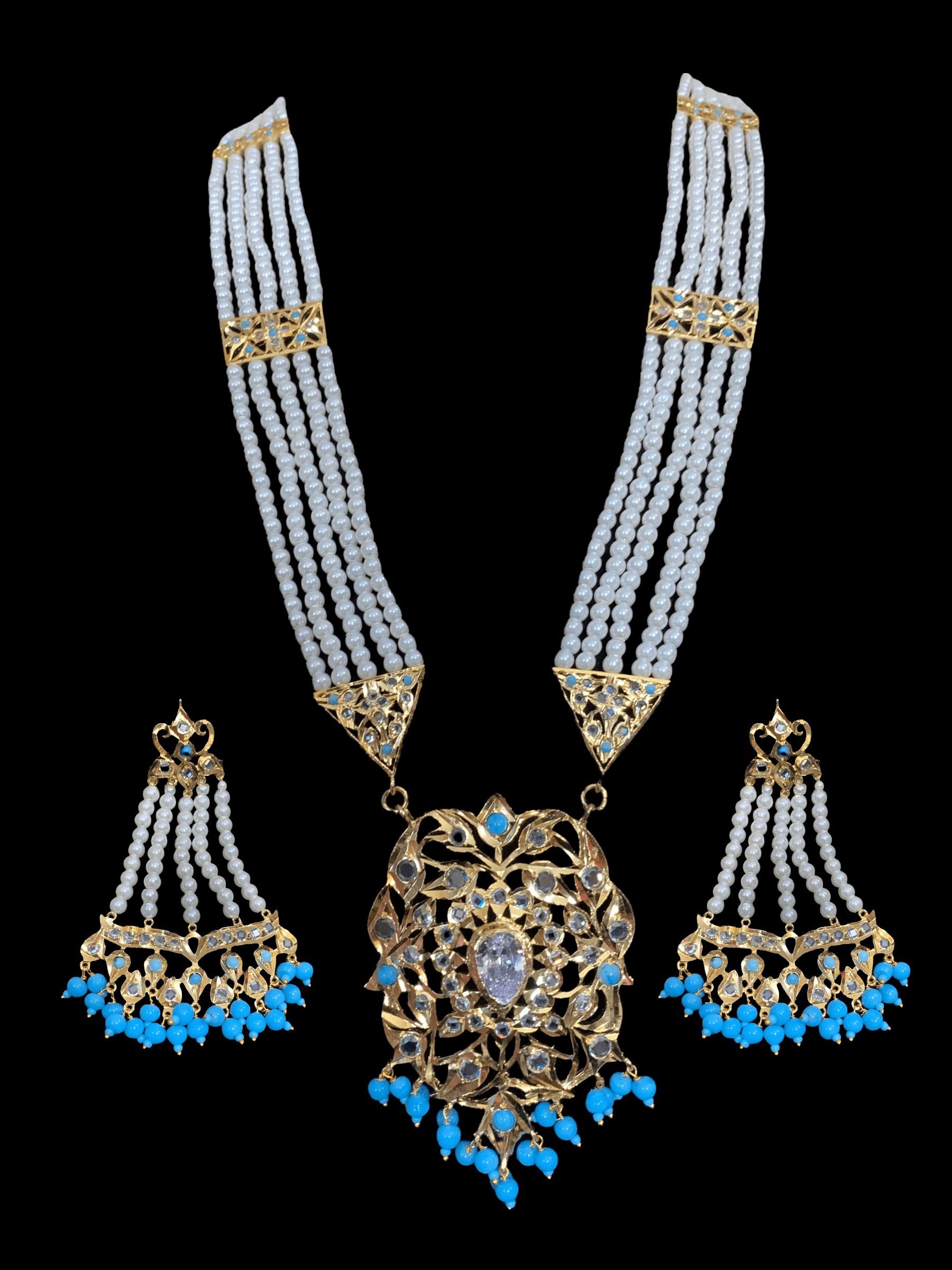 LN9 Cassie rani haar with earrings in turquoise  ( SHIPS IN 4 WEEKS  )