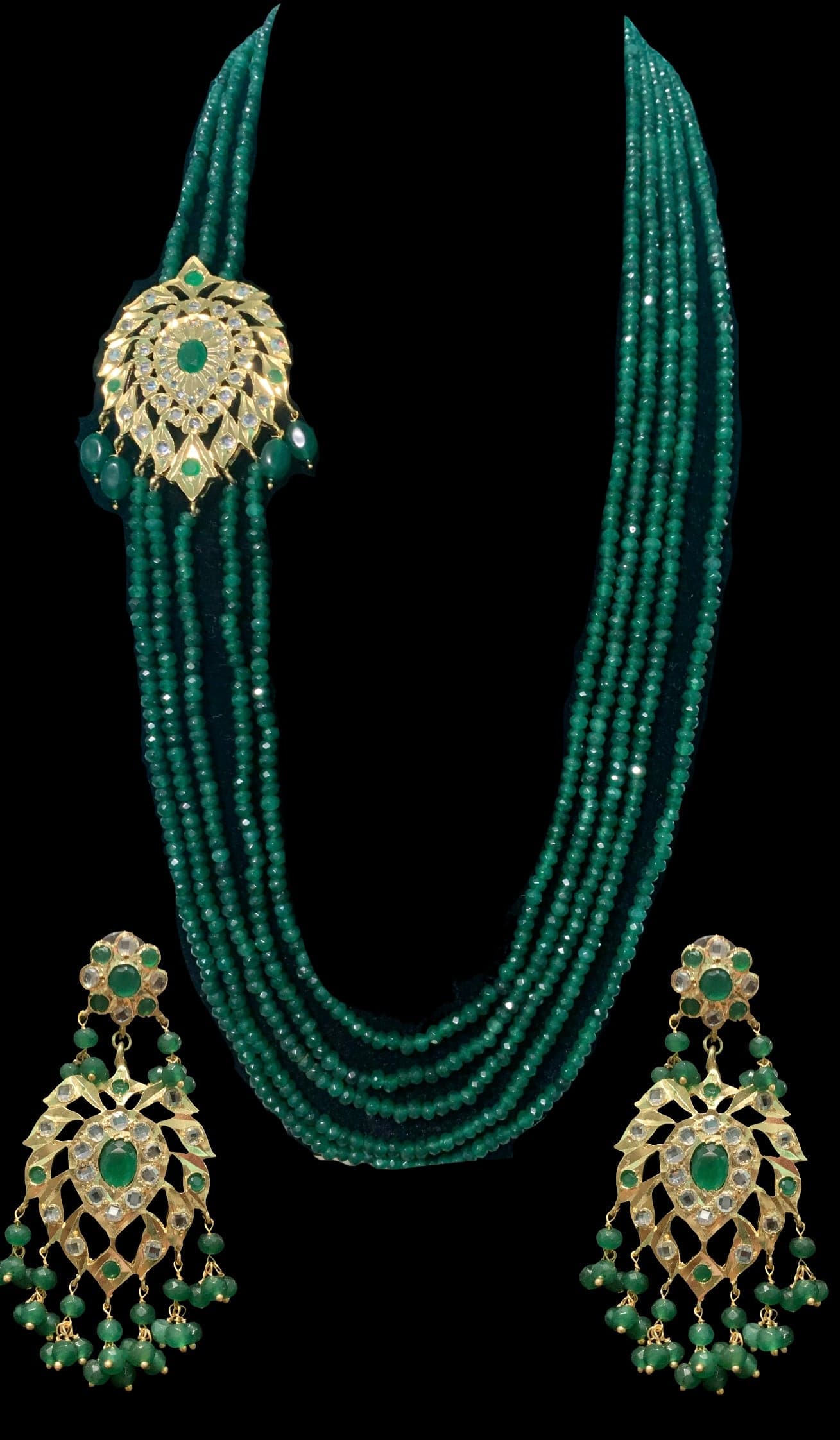 LN52  Tanmayee bridal multistranded necklace with earrings( SHIPS IN 4 WEEKS  )