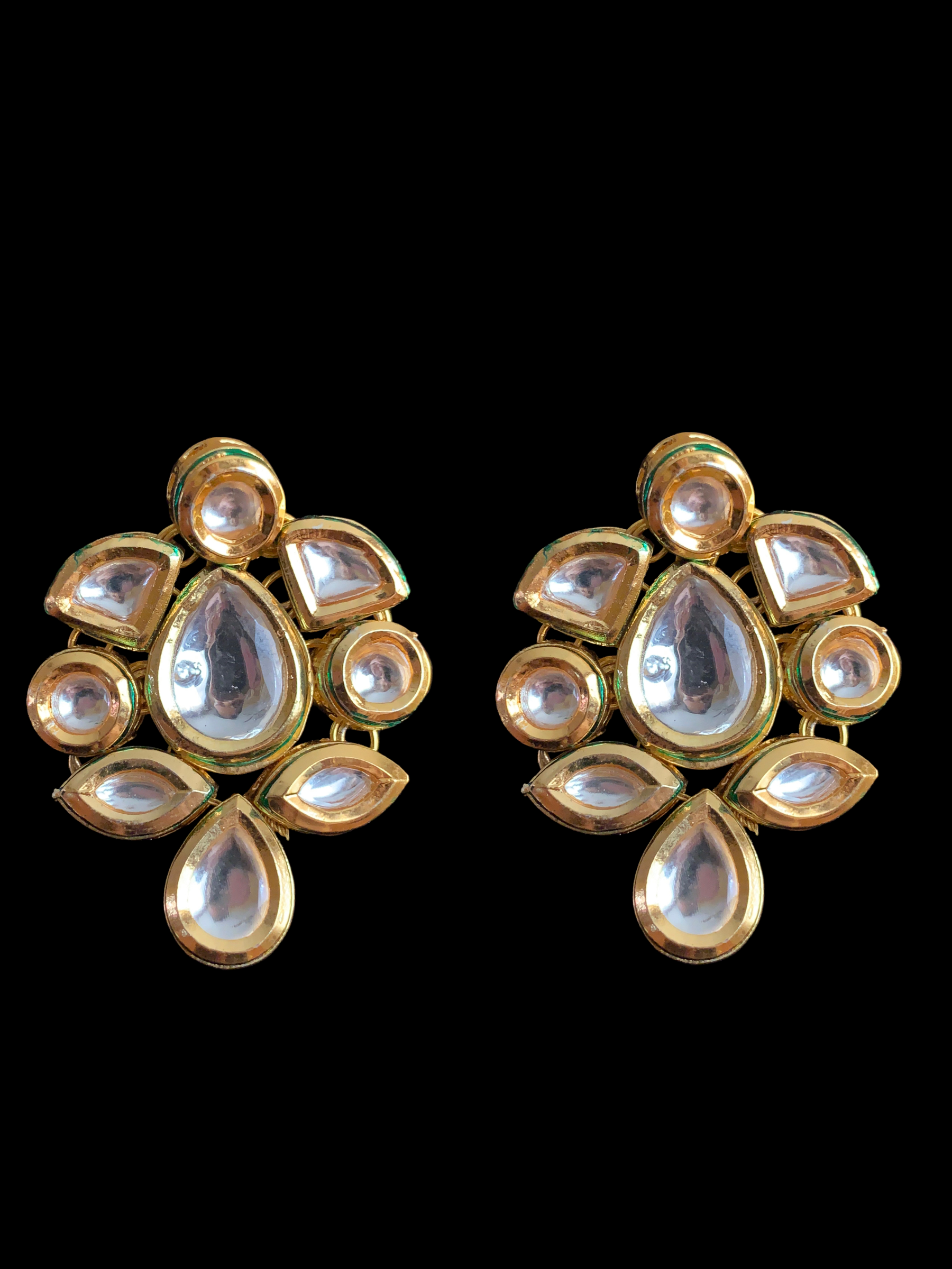ET56 gold plated high quality kundan studs ( SHIPS IN 3 WEEKS )