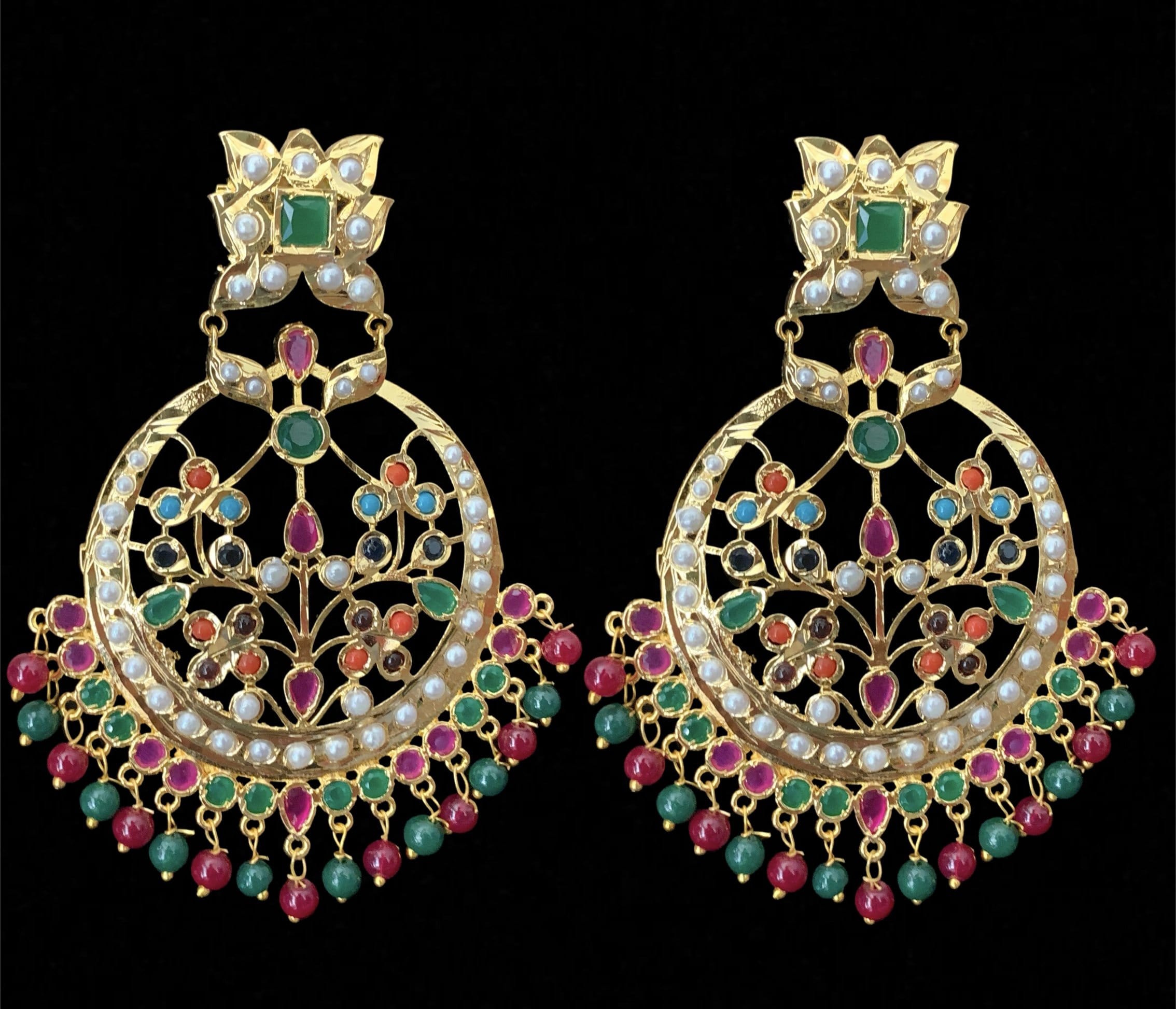 DER206 Radha navratan  chandbali ( READY TO SHIP )