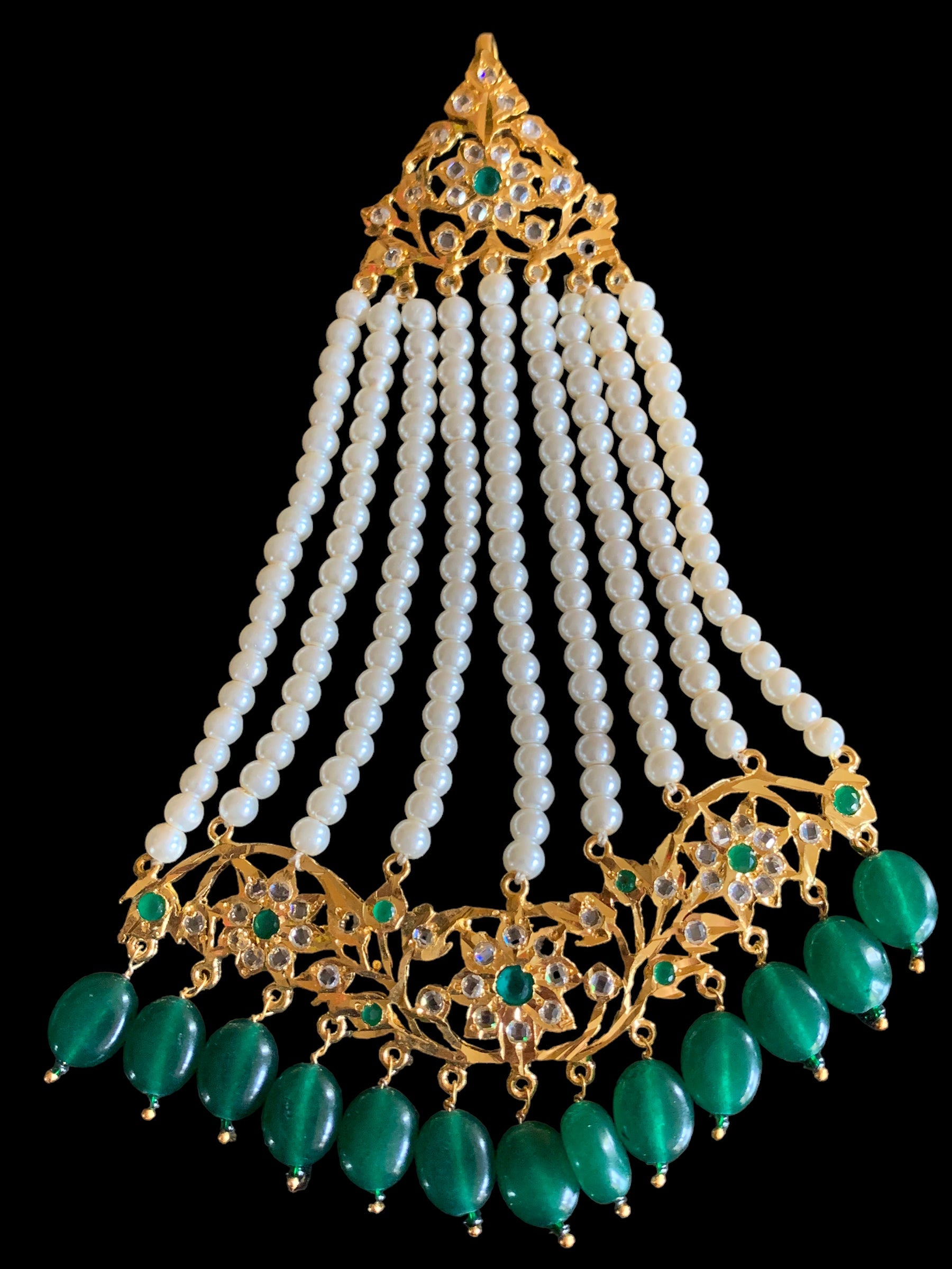 DJHR58 Abira Jhoomar in green beads (SHIPS IN 3 WEEKS )