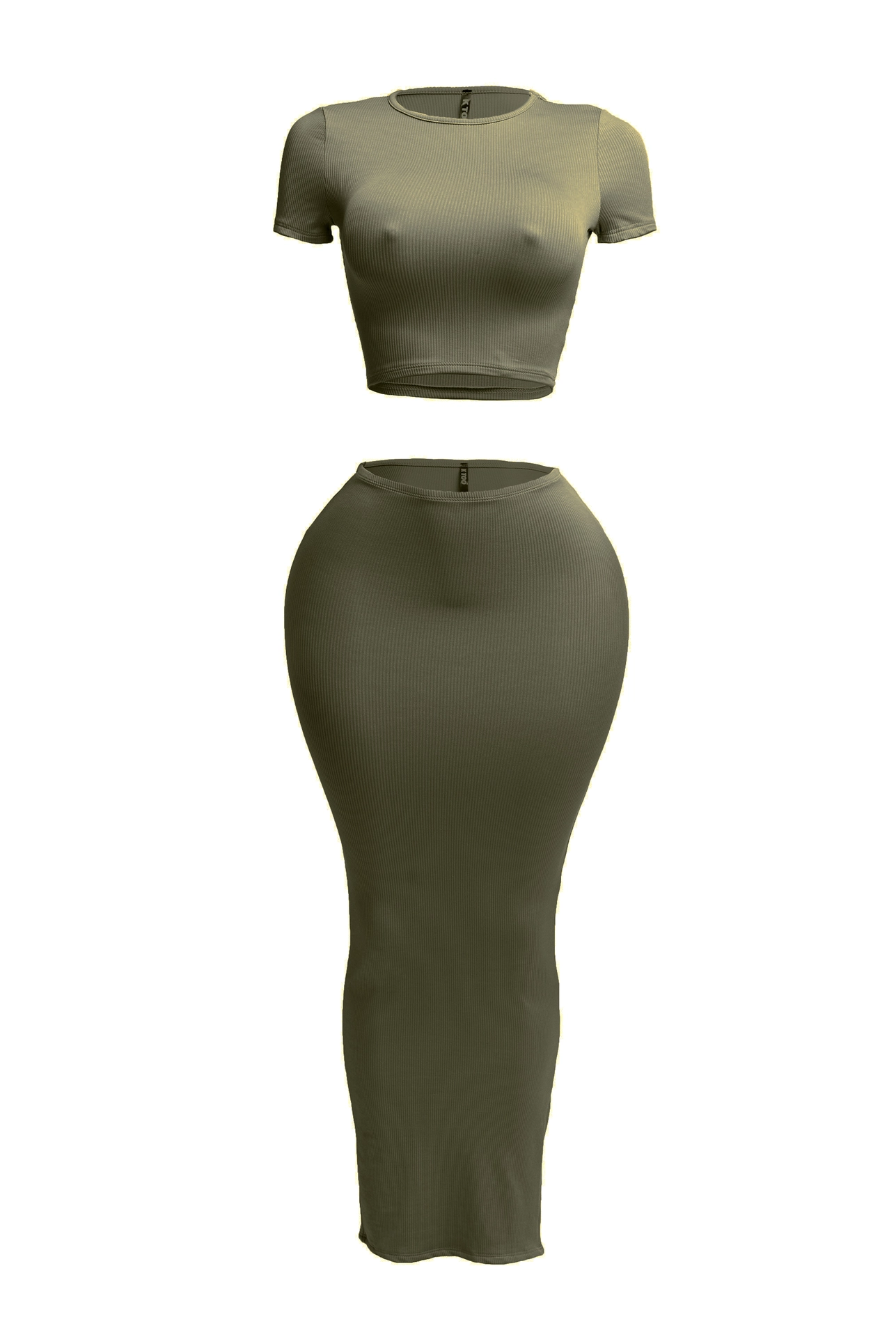 Short Sleeve Crop Top &amp;amp; Long Skirt Set