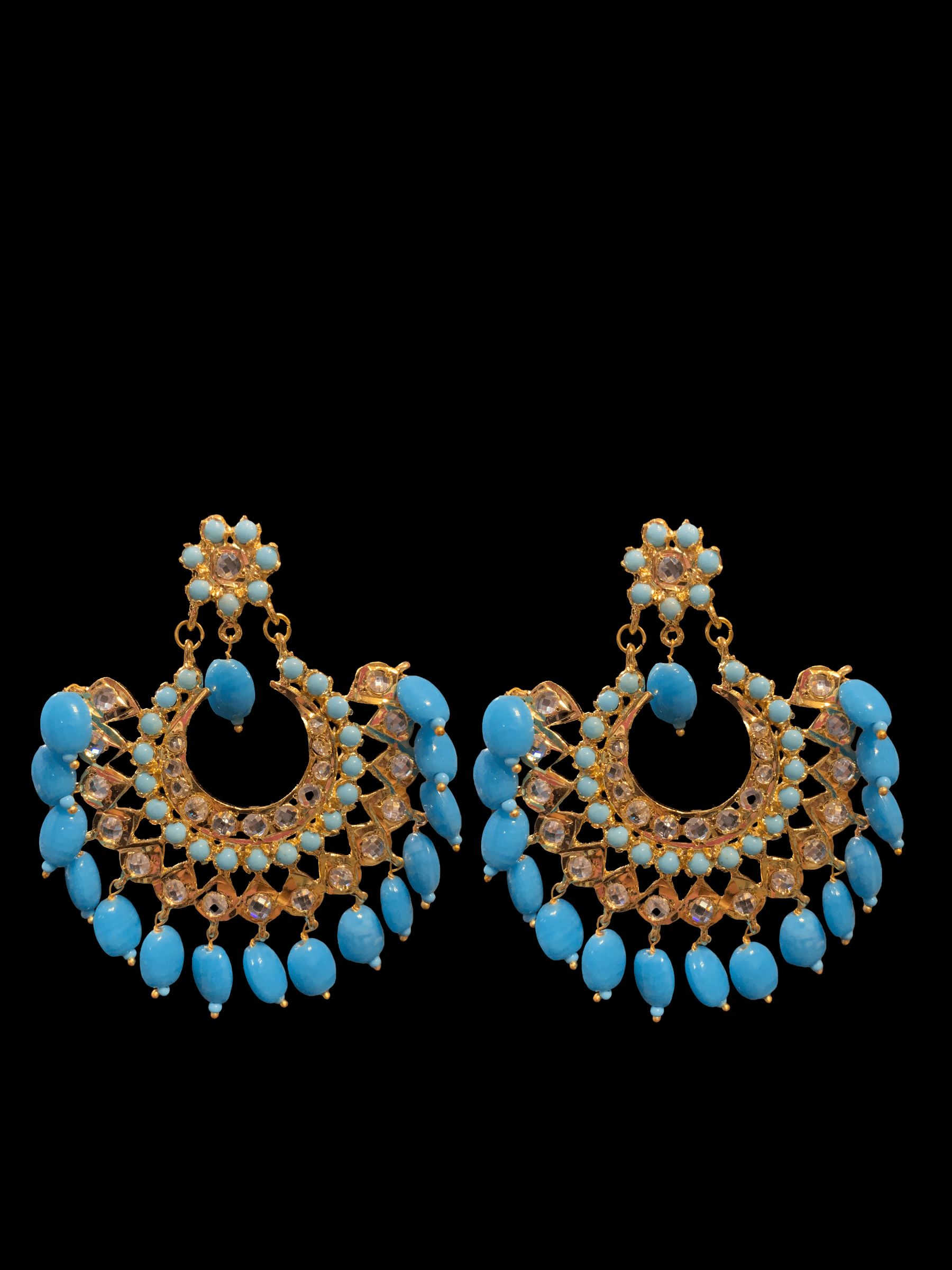 DER319 Ipsita Chandbali in turquoise ( SHIPS IN 3 WEEKS )