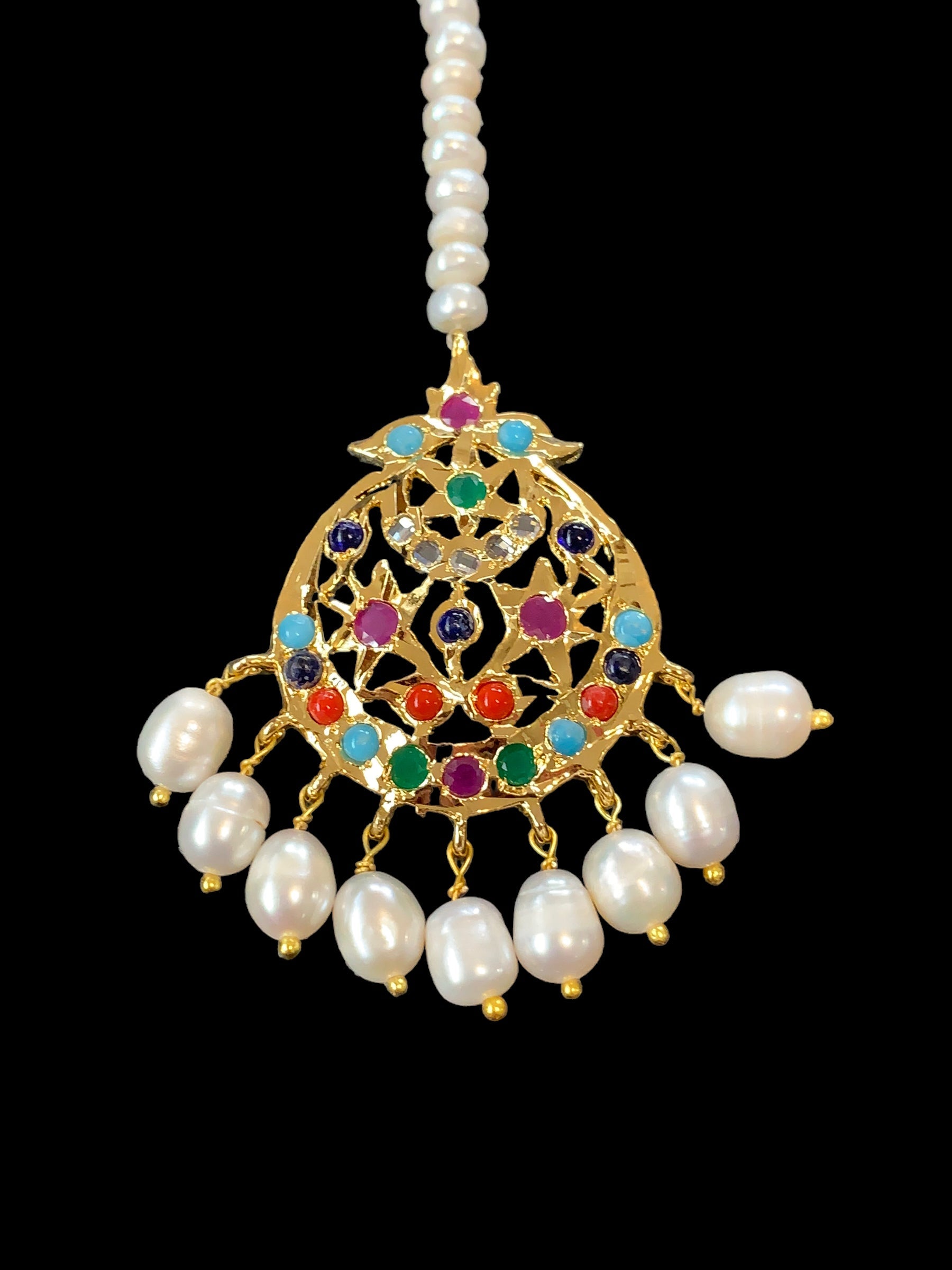 DJTK108 Lahar fresh water pearl  tika- navratan  ( READY TO SHIP )