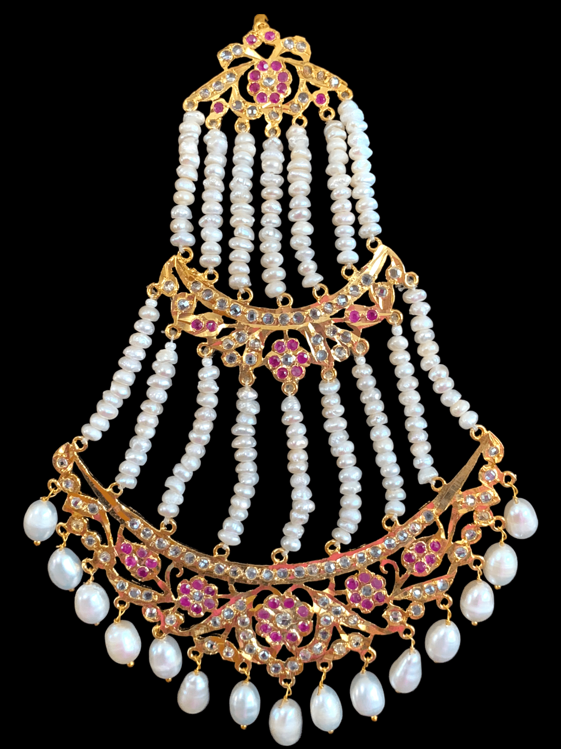 DJHR54 Insia jhoomar in fresh water pearls and rubies ( READY TO SHIP )