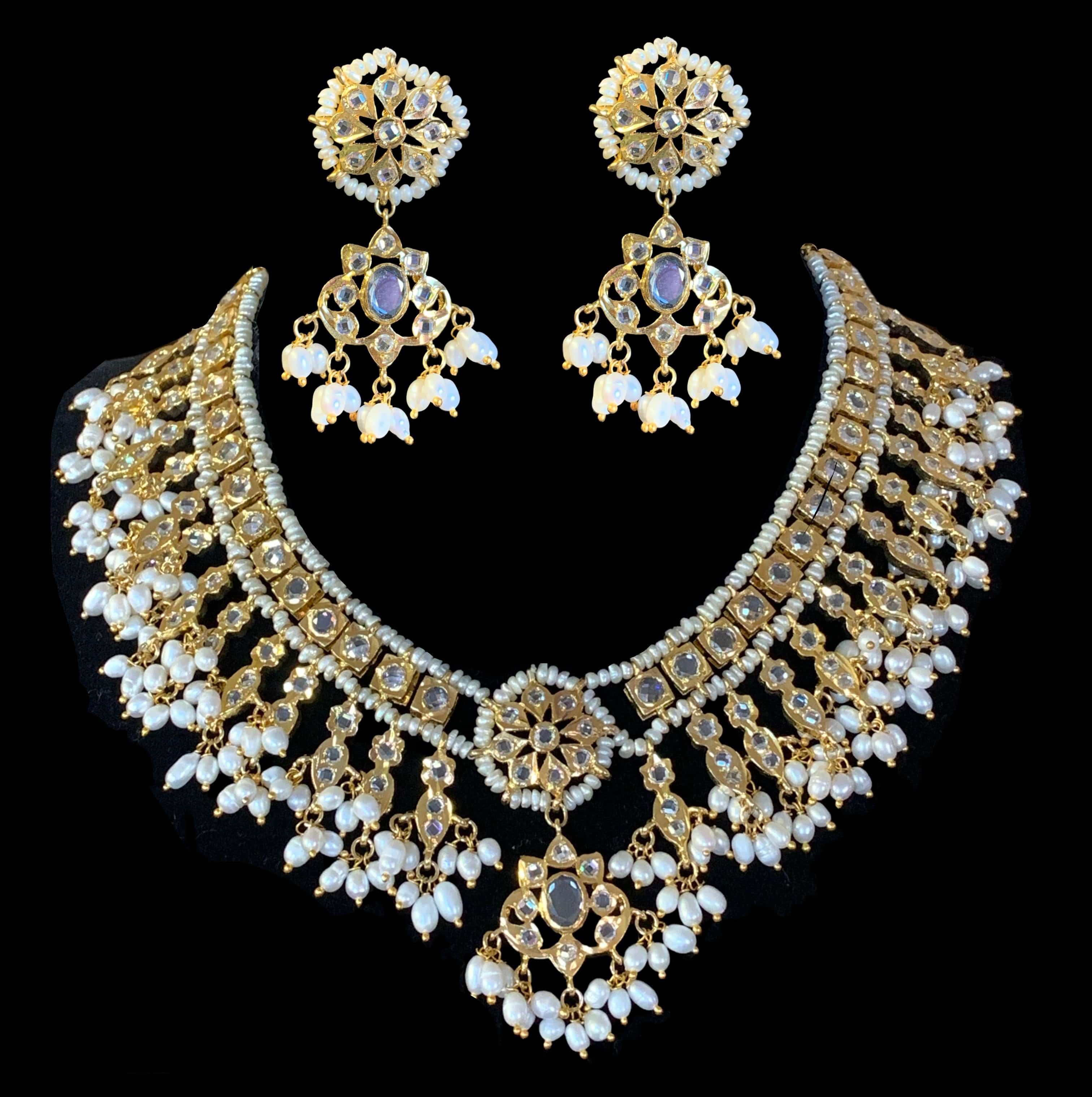 NS222 Kali hyderabadi necklace set in fresh water pearls (SHIPS IN 2 WEEKS )