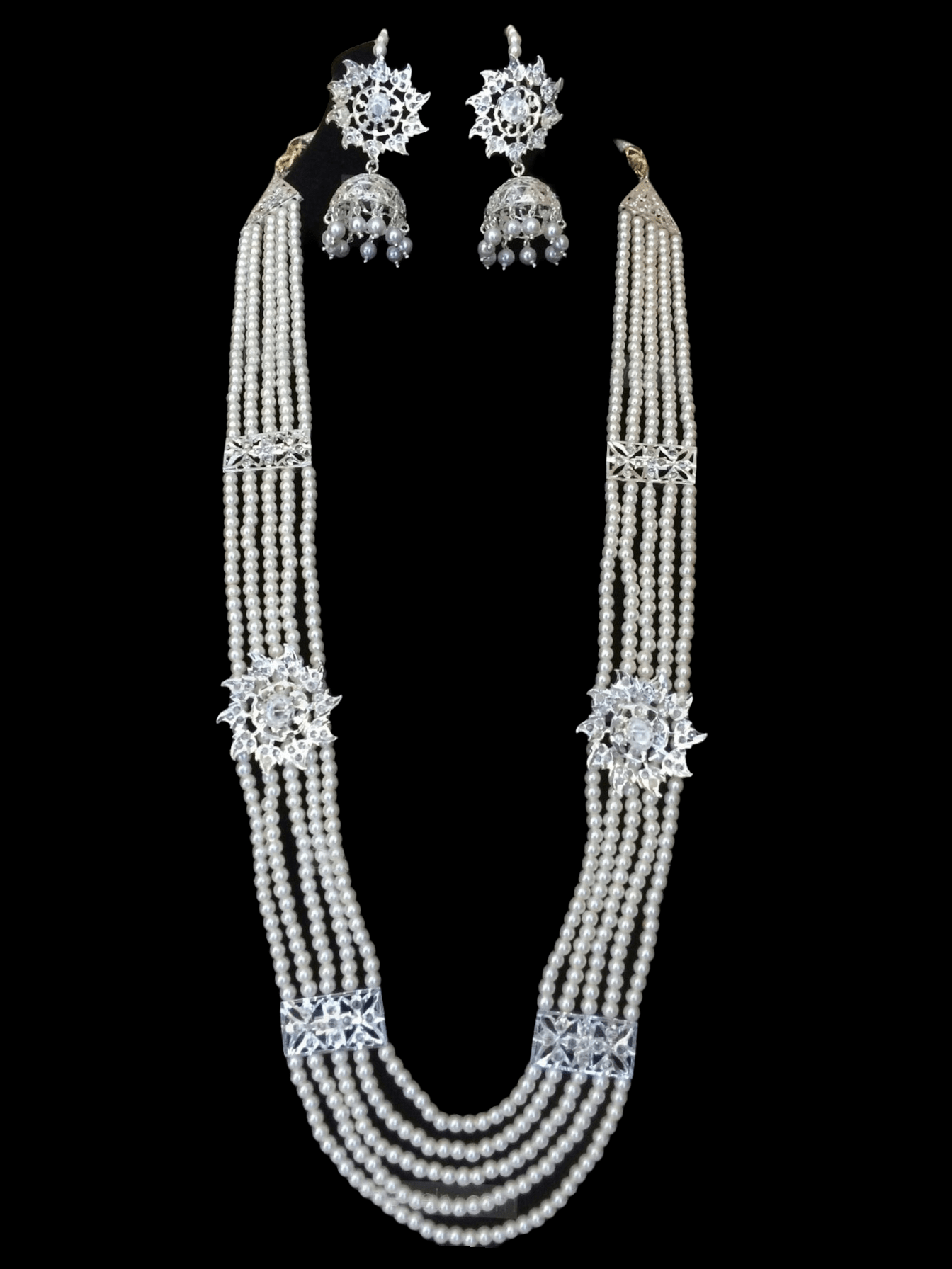 IZA silver plated long necklace with earrings (SHIPS IN 2 WEEKS )
