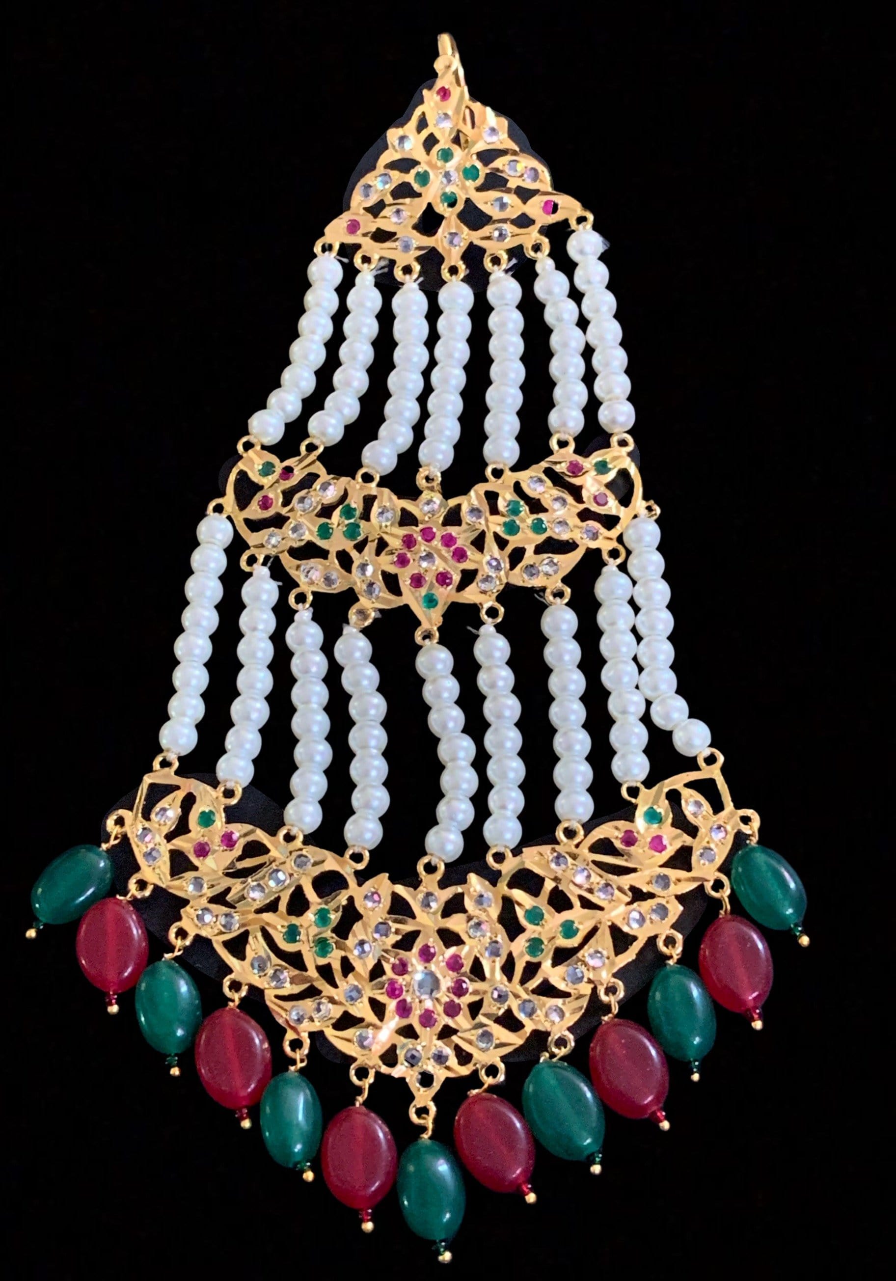 DJHR2 Nisa jhoomar in red green ( SHIPS IN 4 WEEKS )