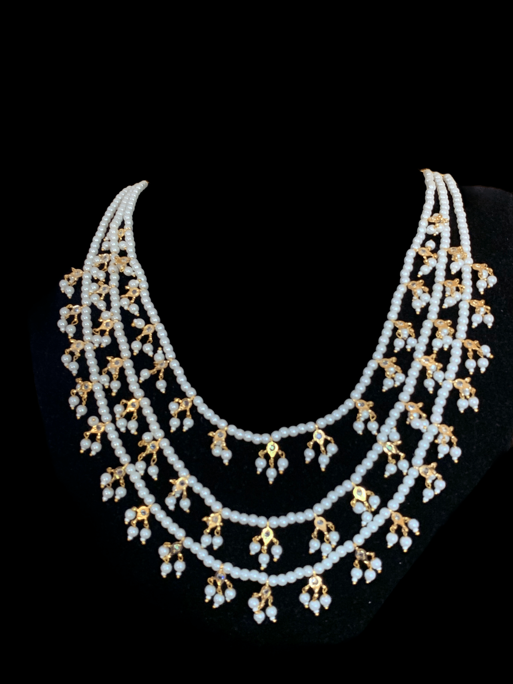 SAT46 Tanya three layer shell pearl necklace  ( SHIPS IN 4 WEEKS  )