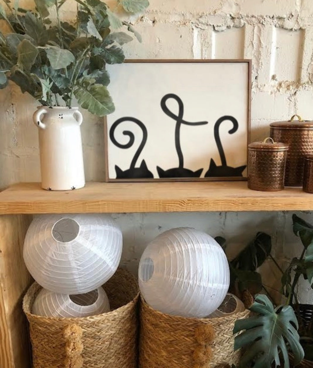 Cat silhouette wooden sign / mini sign / cat lover / modern farmhouse / tiered tray sign / halloween decor / cat tail wood sign