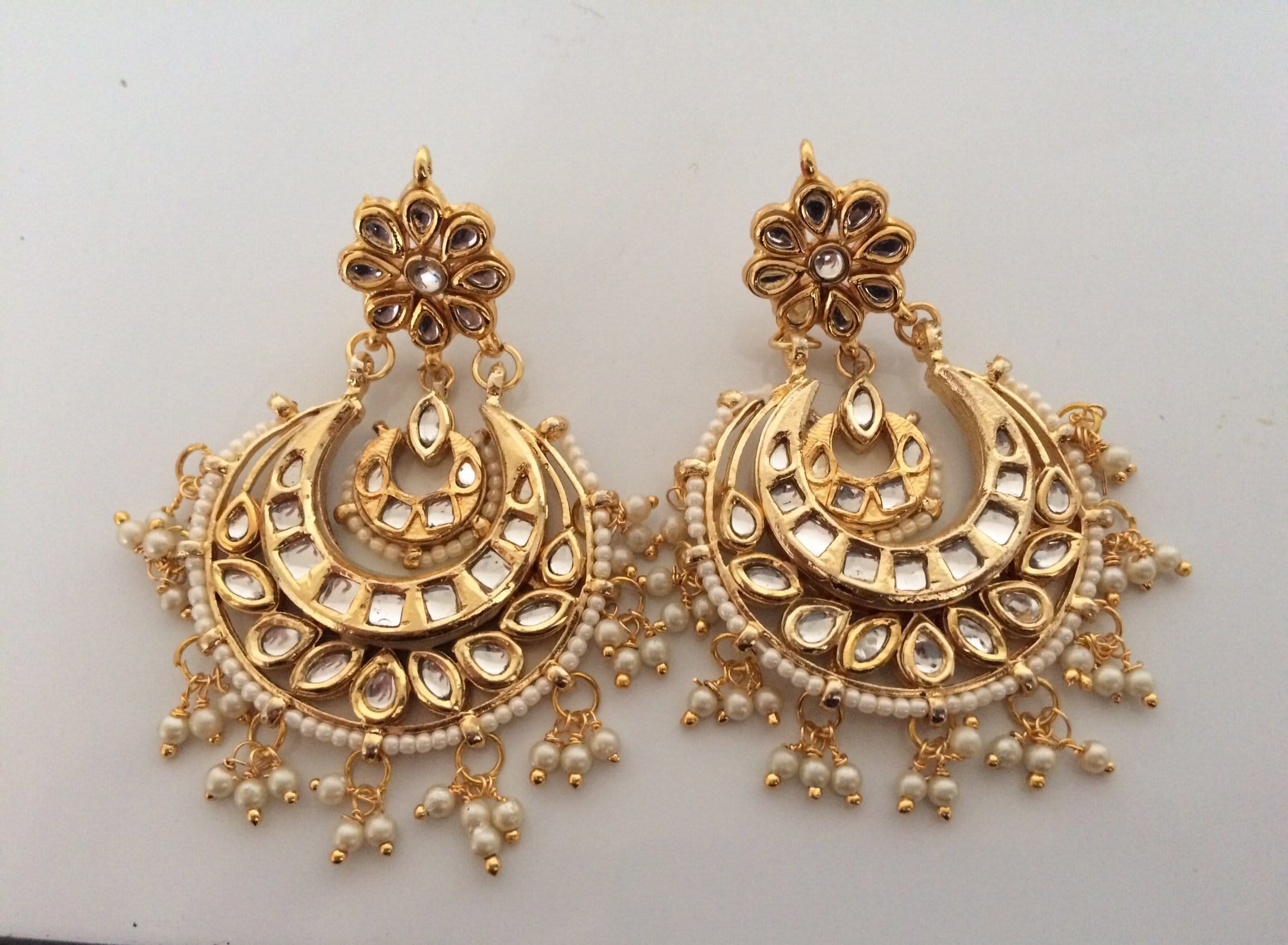 Rimsha kundan Chandbali earrings in pearls DER21 ( SHIPS IN 3 WEEKS )