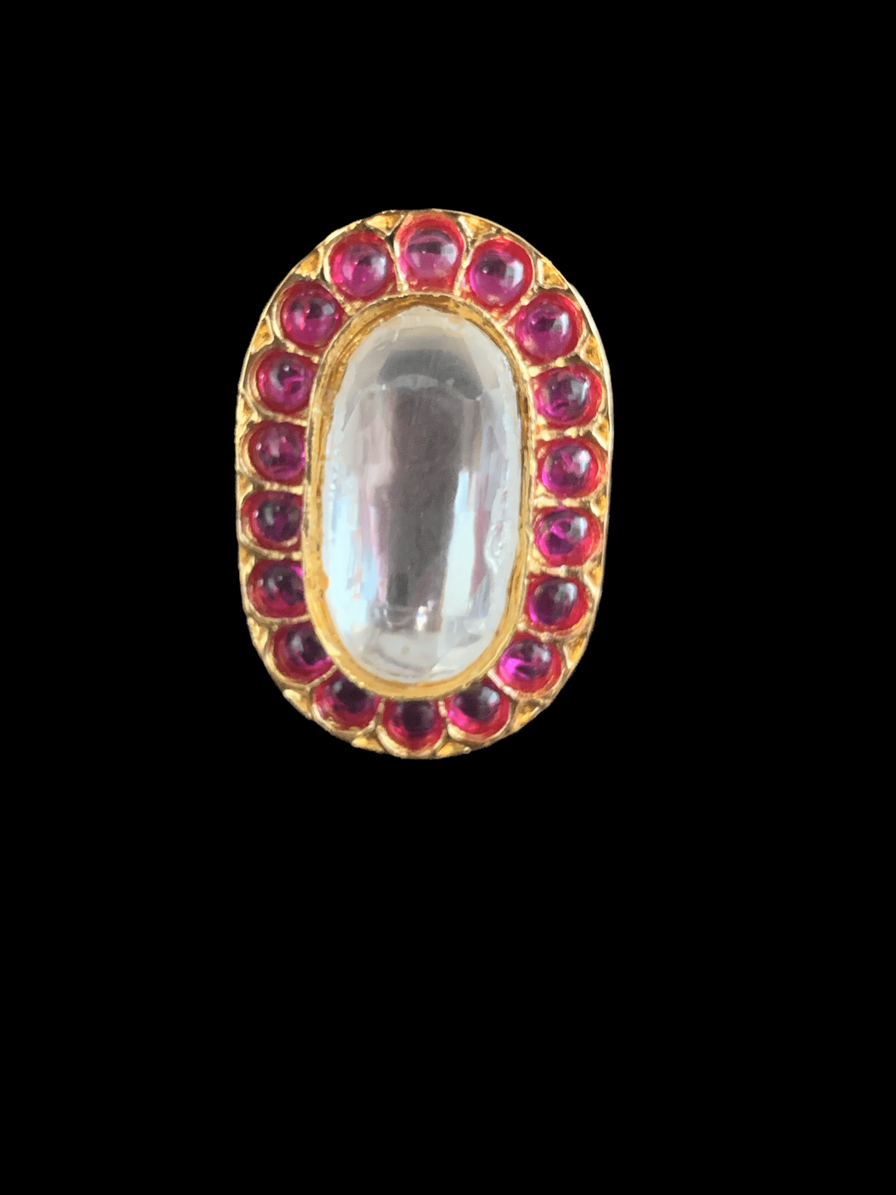 DJR62 Oval polki ring- red / ruby  ( READY TO SHIP )