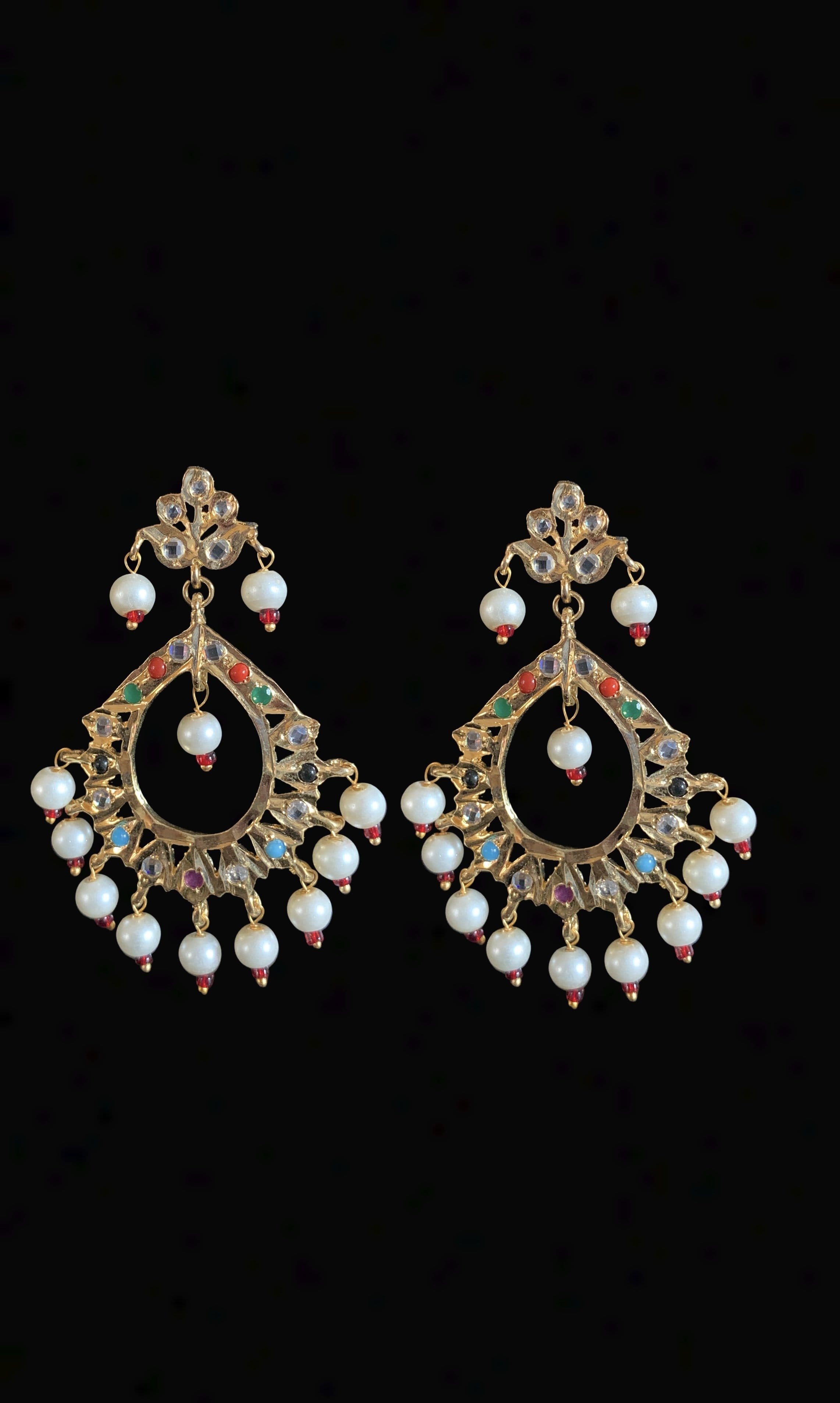 DER271 Maria chandbali in navratan  ( SHIPS IN 3 WEEKS  )