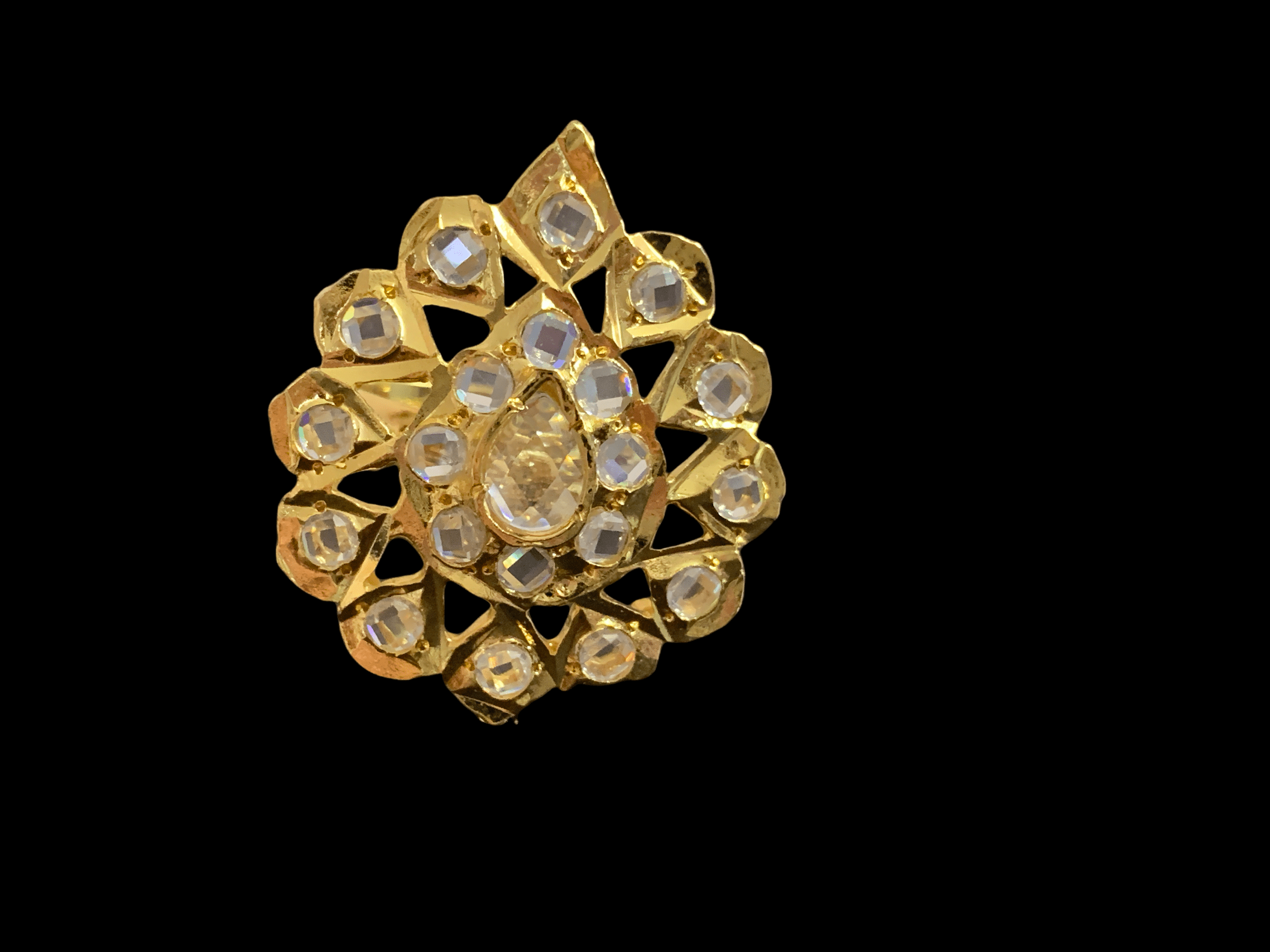 DJR73  Rida  statement  ring in cz polki  ( SHIPS IN 4 WEEKS  )