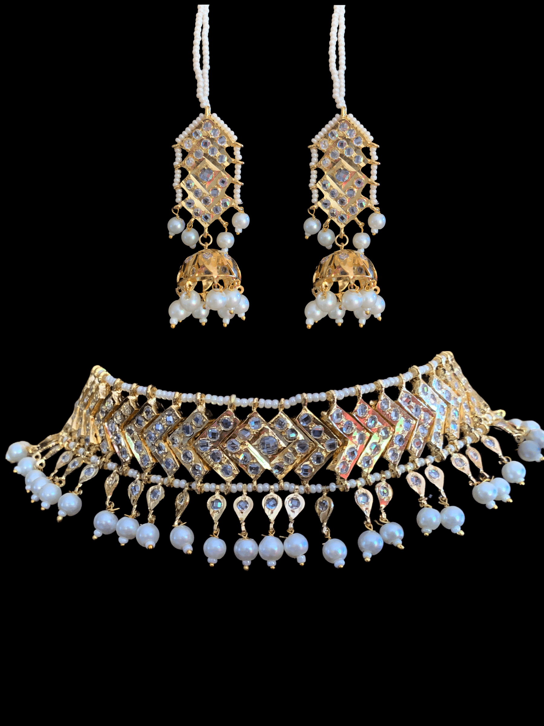 C87 Mahira v style choker with earrings( SHIPS IN 1 WEEK )