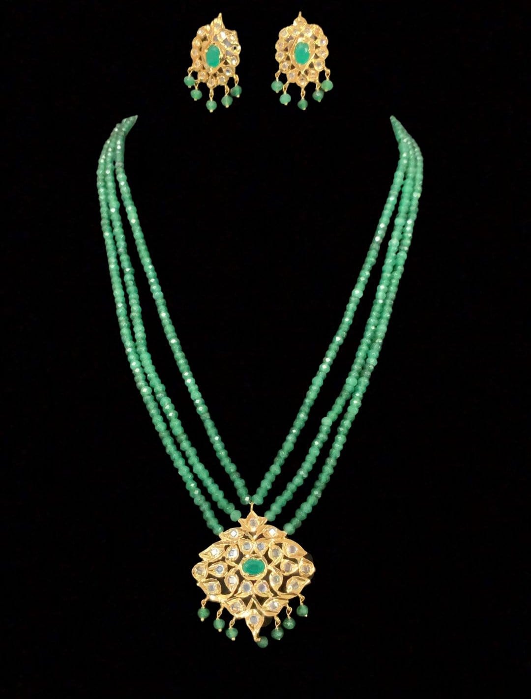NS212 Meeraj necklace set ( green ) ( SHIPS IN 3 WEEKS )