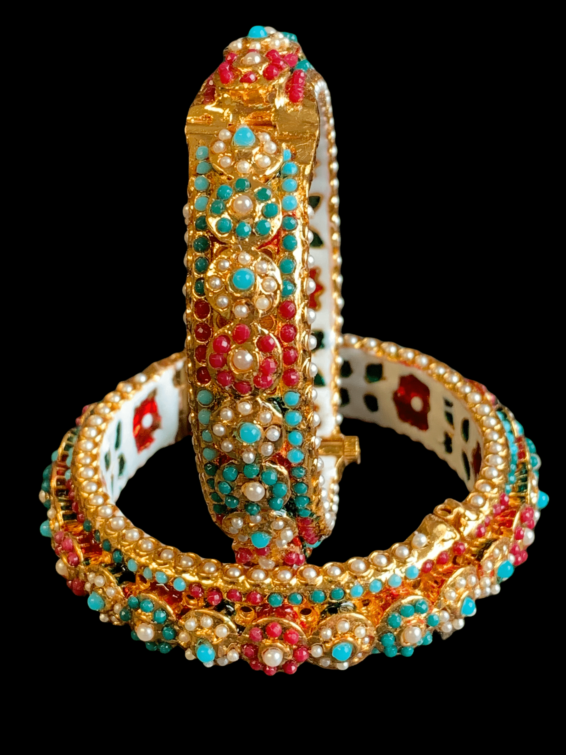 B48 Navratan  rajwadi style bangles (SHIPS IN 4 WEEKS )