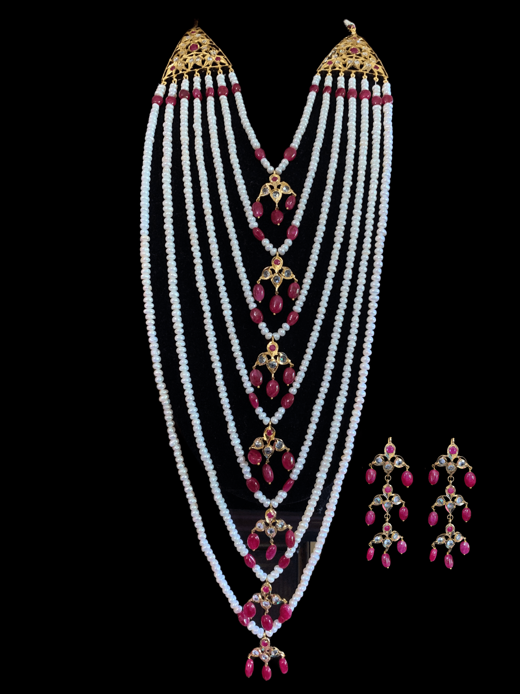 SAT18 Insia Hyderabadi satlada in fresh water pearls and rubies( SHIPS IN 4 WEEKS   )