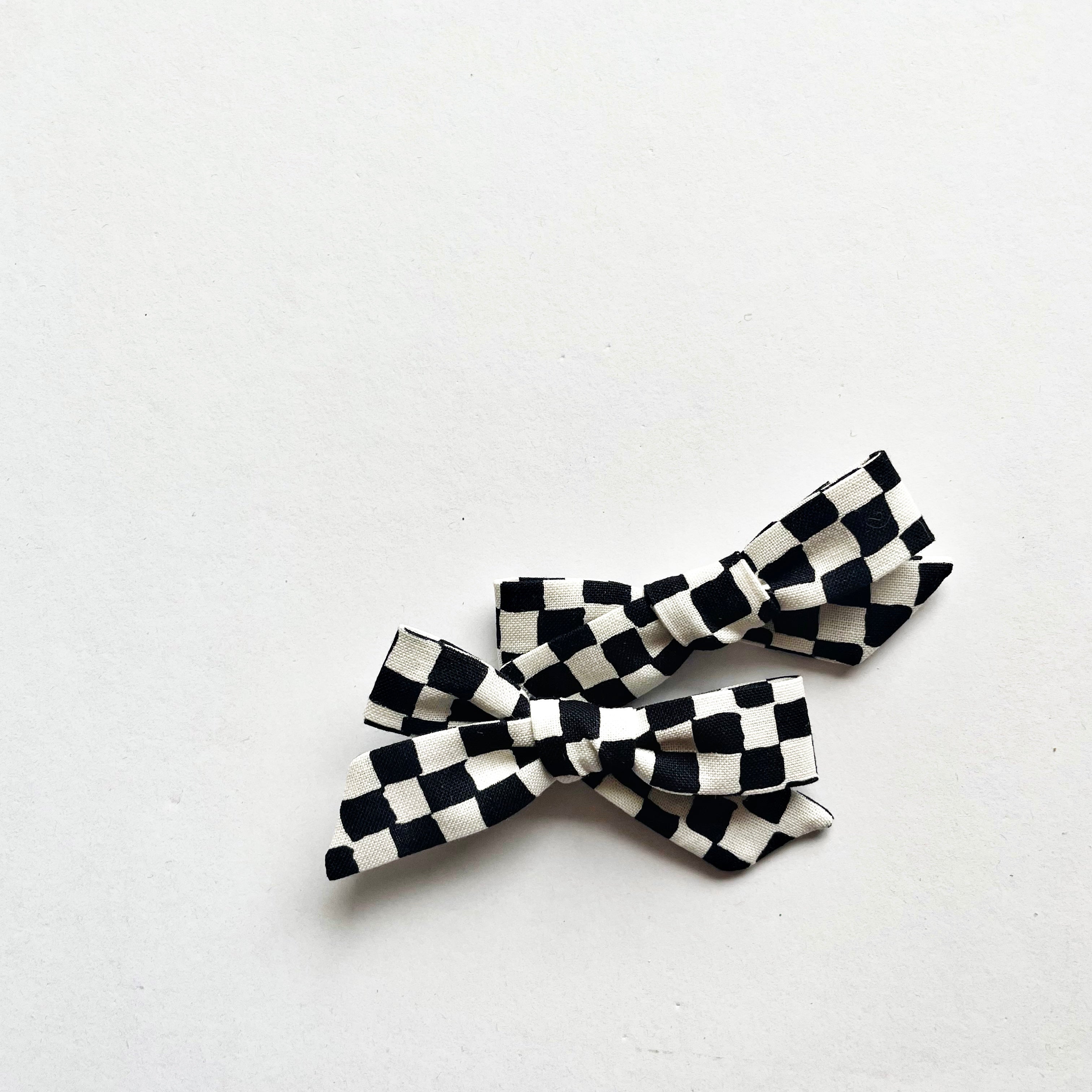 Black &amp;amp; White Checkered Madison Pigtail Set