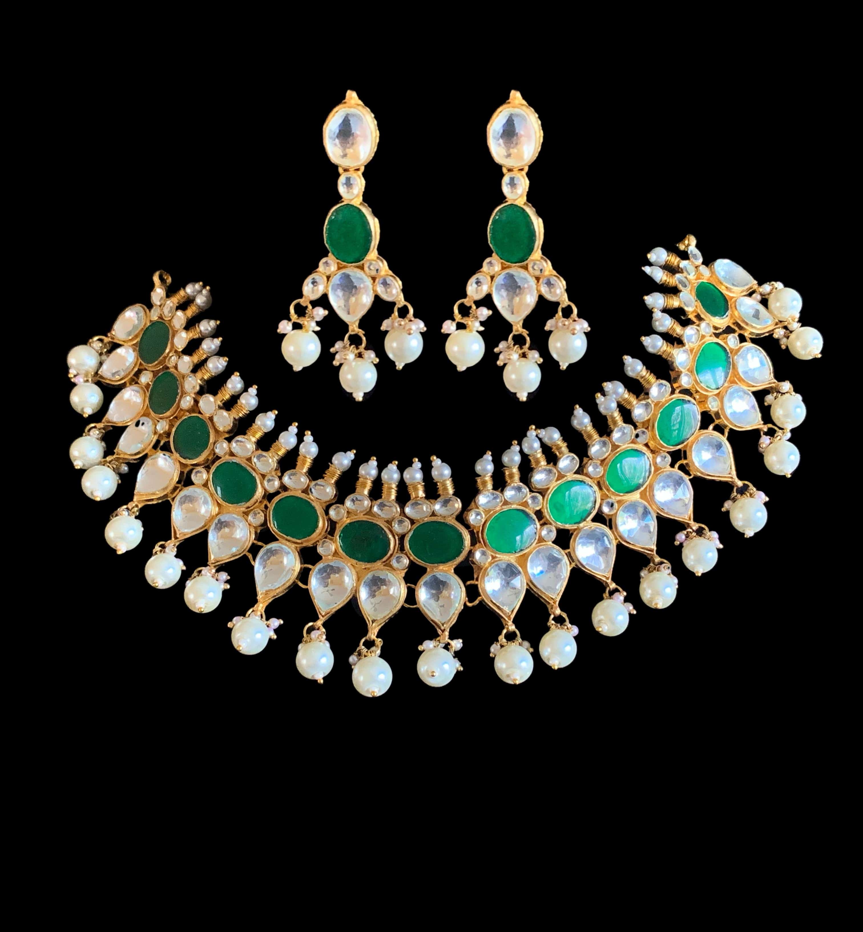 NS124 Sasha pachi kundan necklace with earrings ( READY TO SHIP )