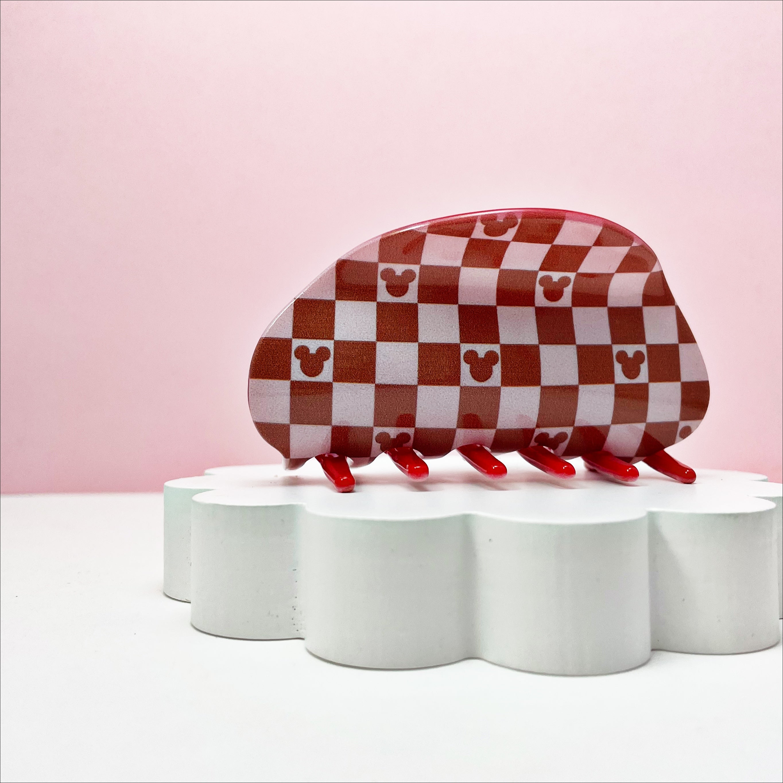 Red Mouse Checkered Claw Clip