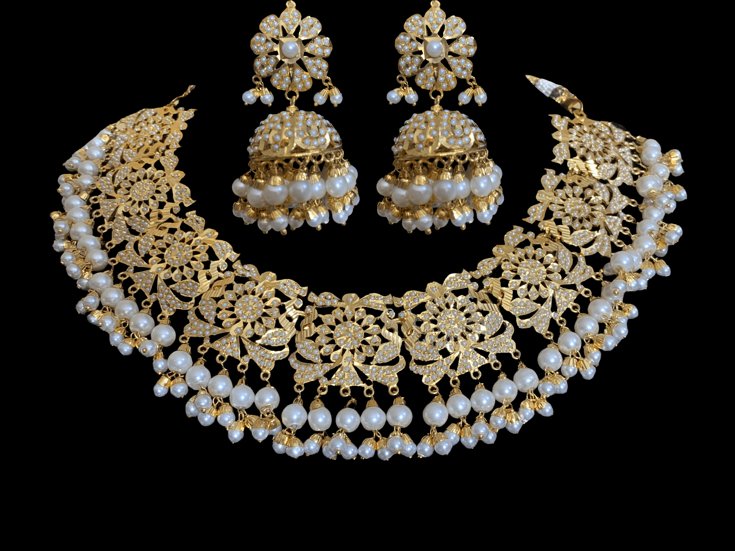 NS66 Rashmika Punjabi jadau necklace with jhumka ( READY TO SHIP )