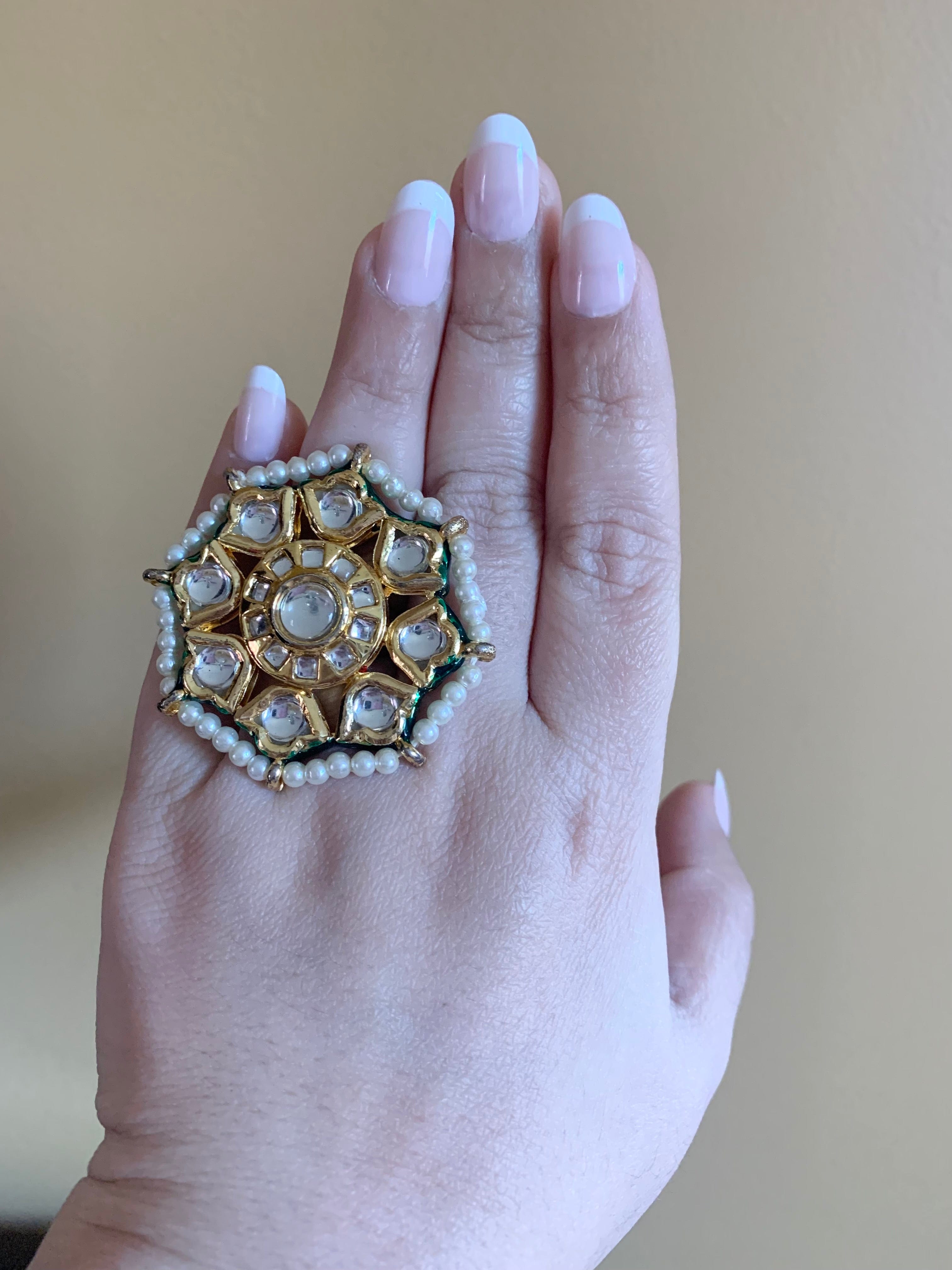 DJR11 Kundan statement ring ( SHIPS IN 3 WEEKS )
