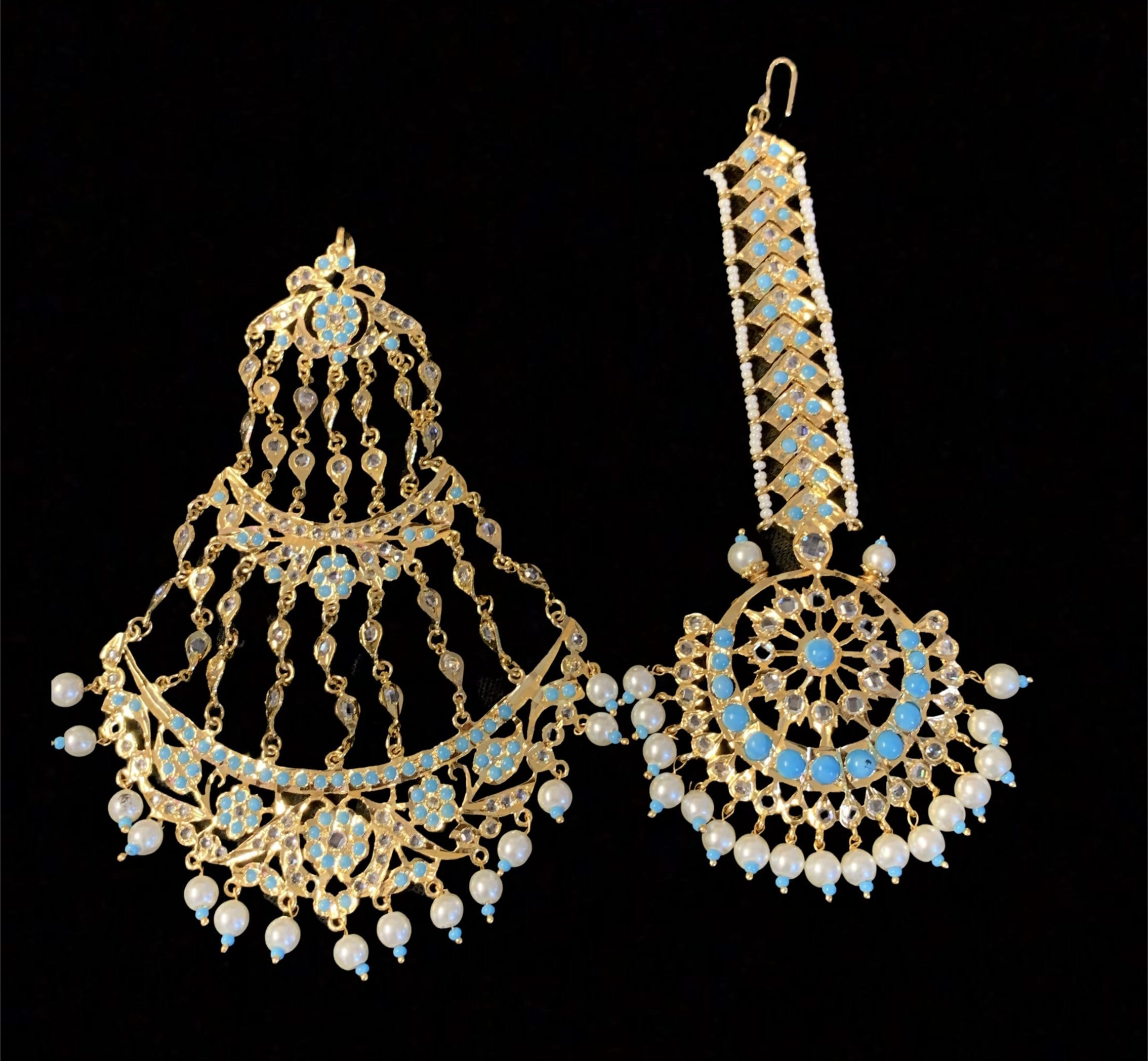 JTK24 Insia jhoomar tika in turquoise ( SHIPS IN 3 WEEKS )