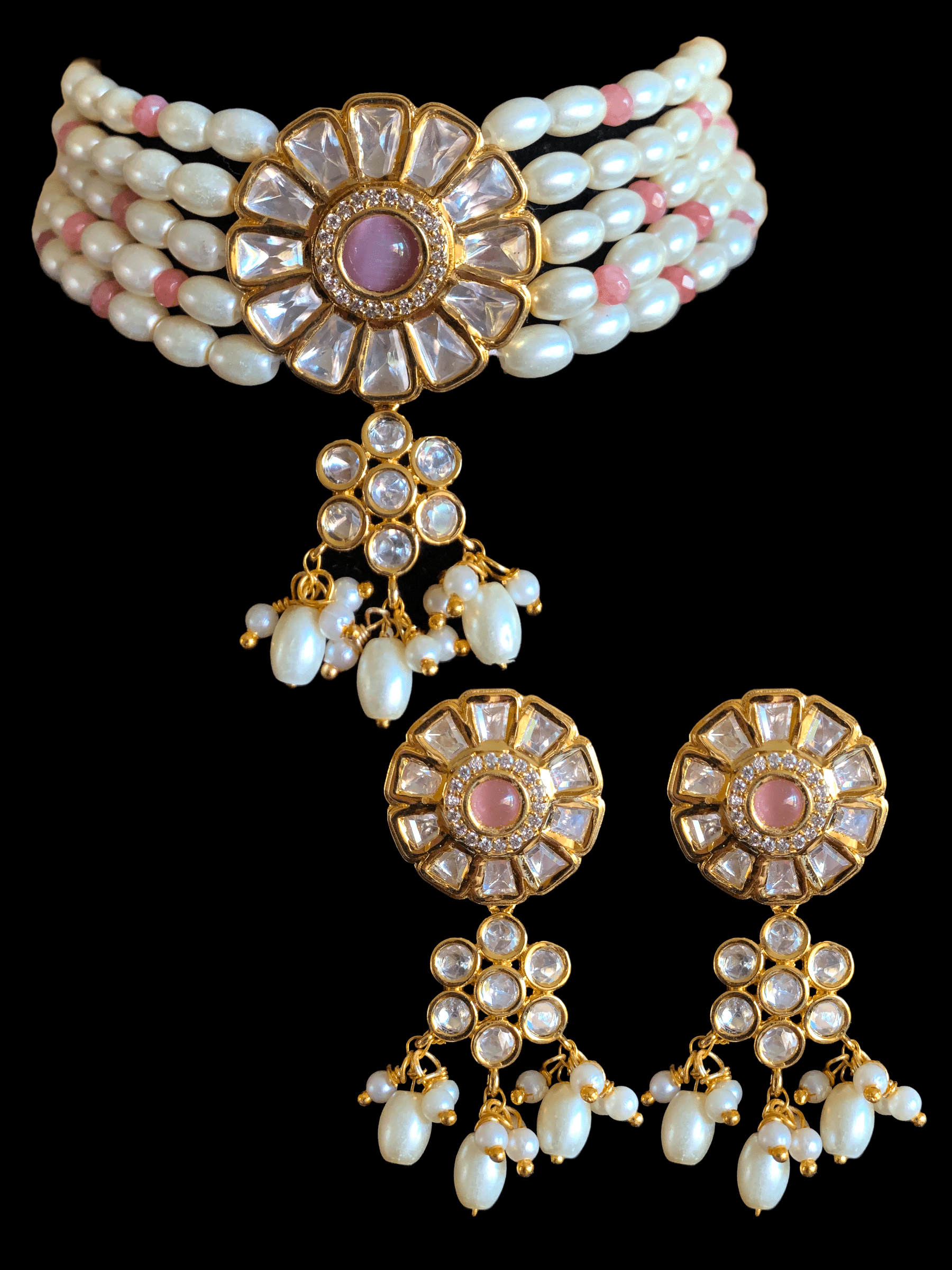 C139  polki choker with earrings ( READY TO SHIP )
