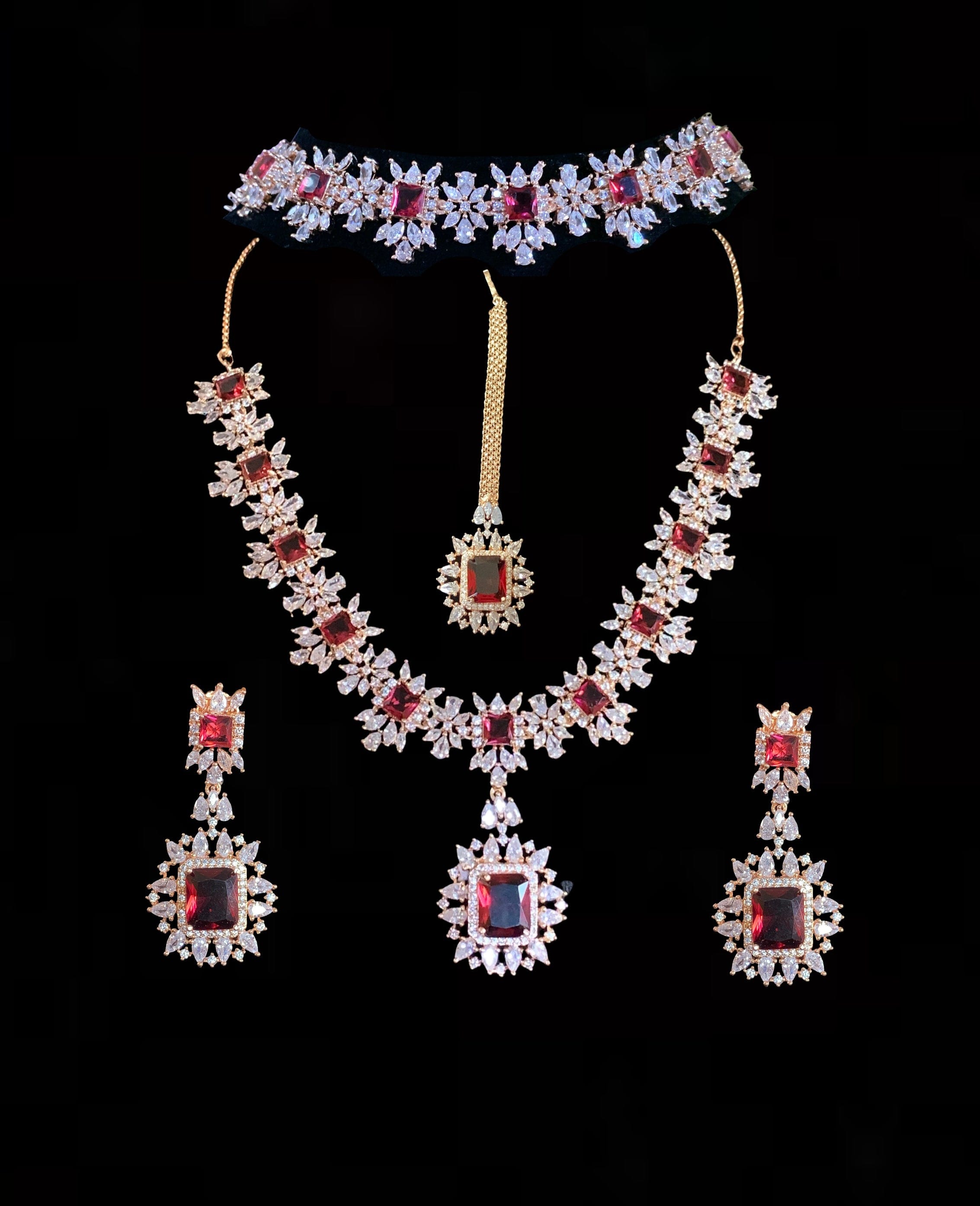 BR29 Sarah  gold plated cz set in ruby  ( READY TO SHIP )