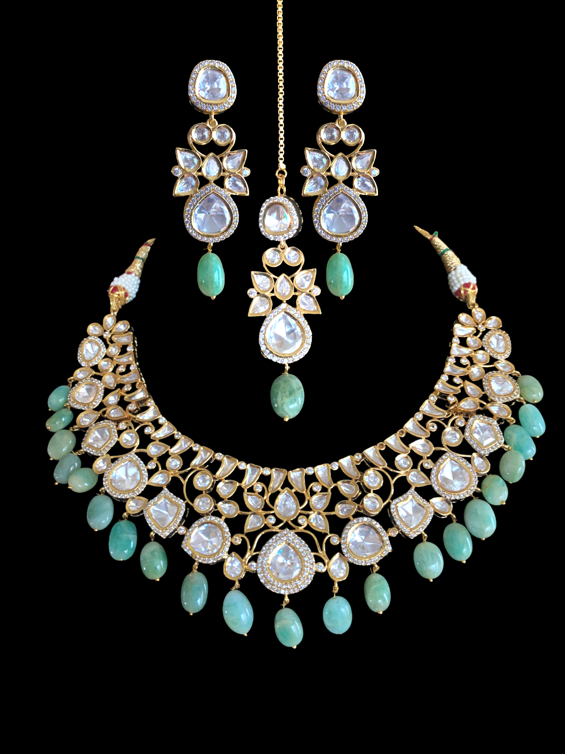 NS358 Tanu emerald Polki set ( SHIPS IN 4 WEEKS )