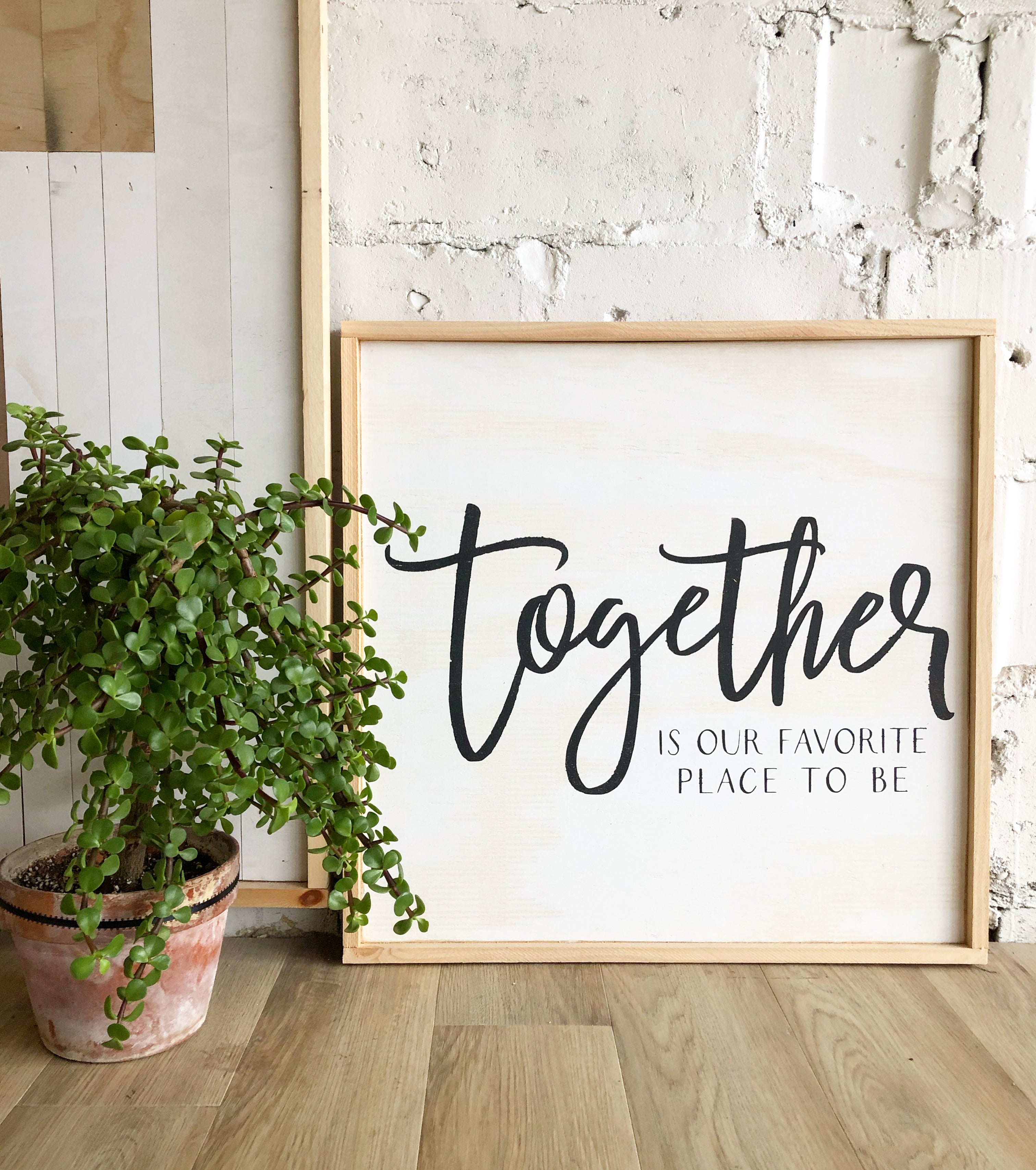 Together is my fav framed wood art white/black/natural