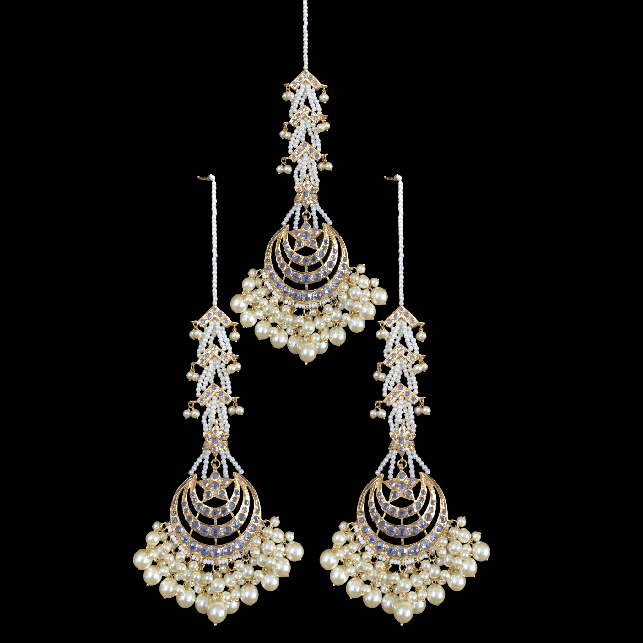 DJET38 Tahura earrings tika in pearls  ( READY TO SHIP )