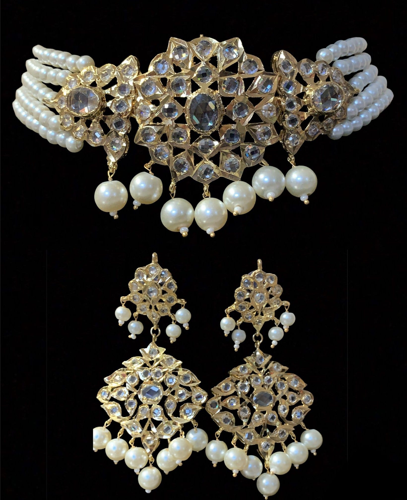 Lekha choker set (shell pearls  )( SHIPS IN 4 WEEKS  )