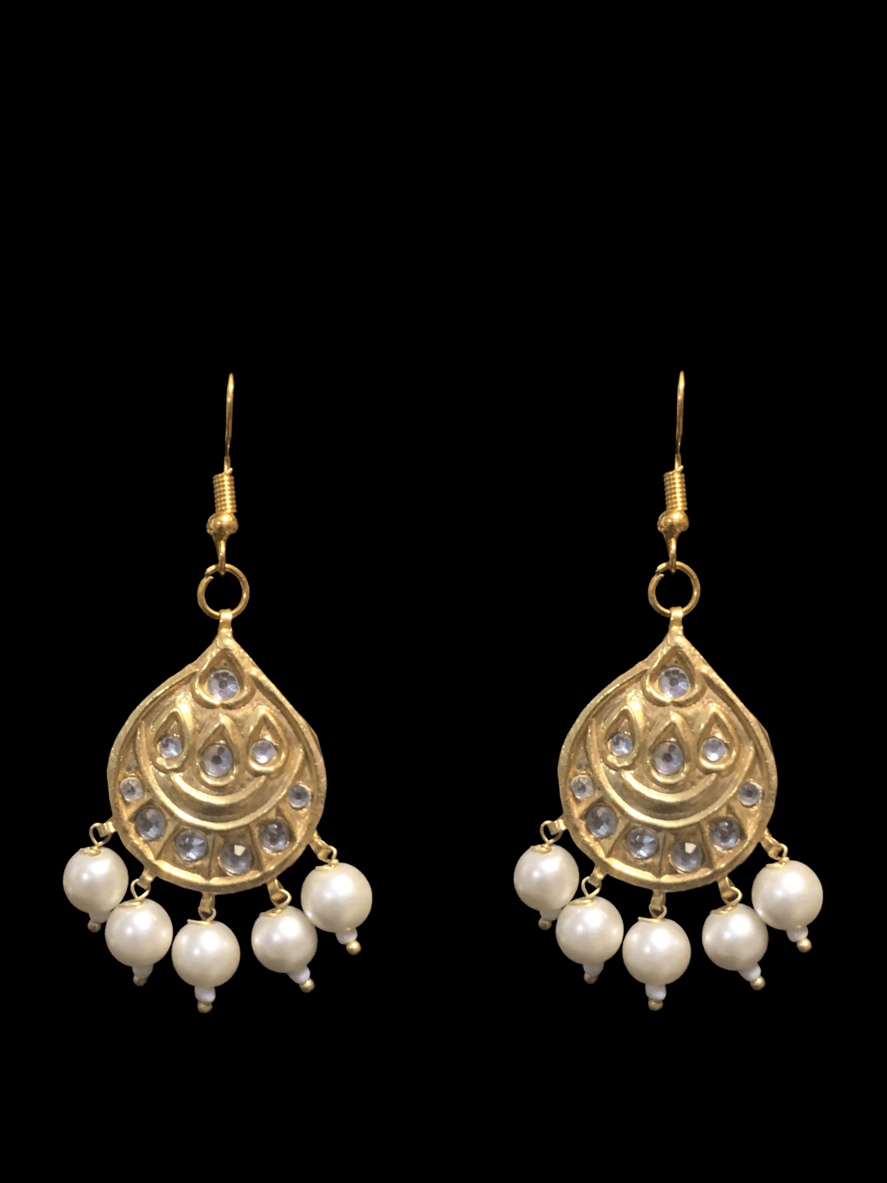 DER298 gold plated kundan Chandbali ( READY TO SHIP )