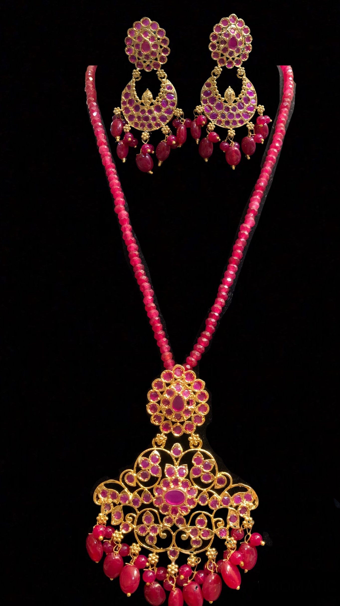 PS478 Devika Ruby hyderabadi pendant set ( READY TO SHIP)