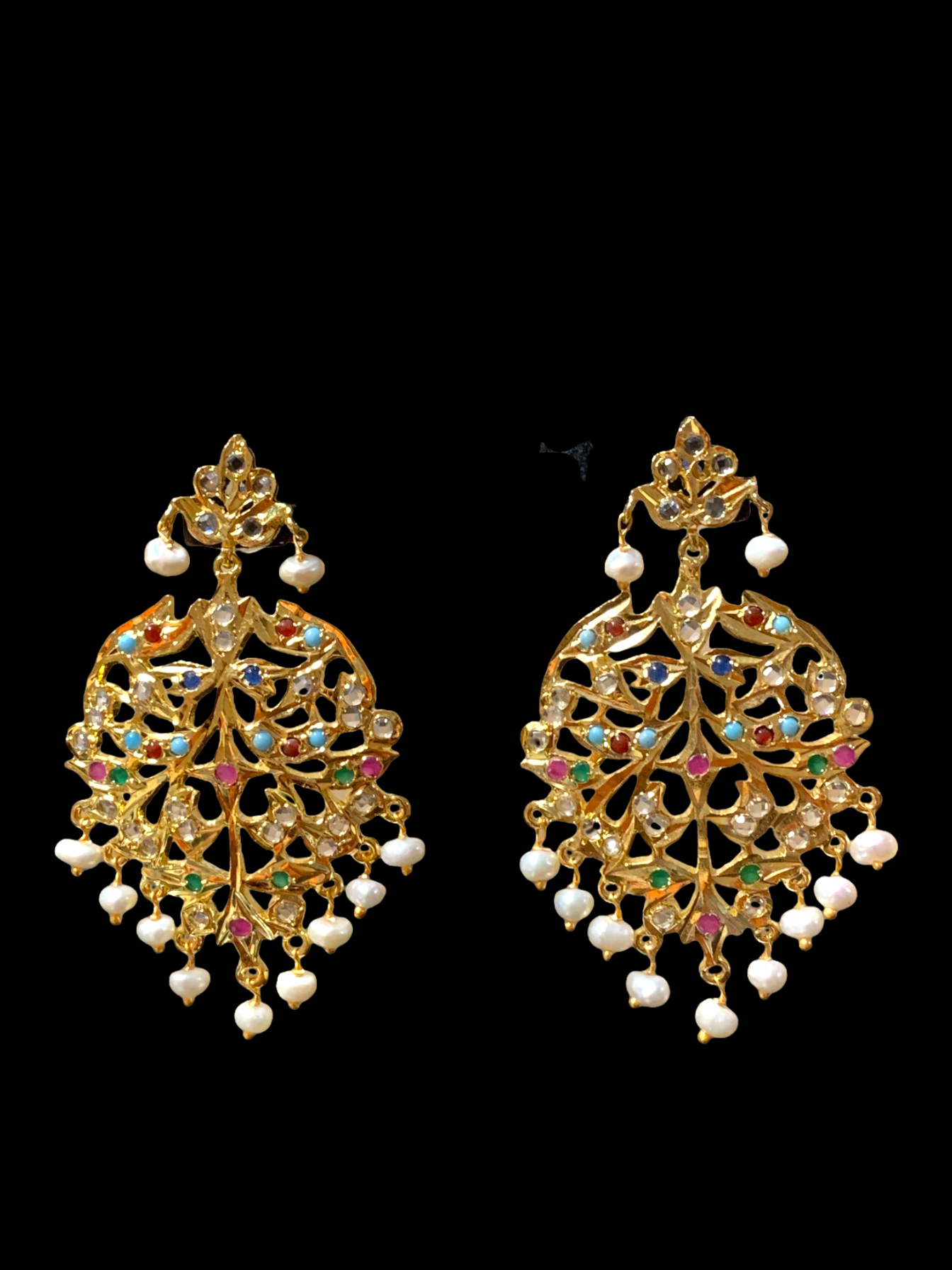 DER351 Aryana chandbali in navratan ( SHIPS IN 2 WEEKS  )