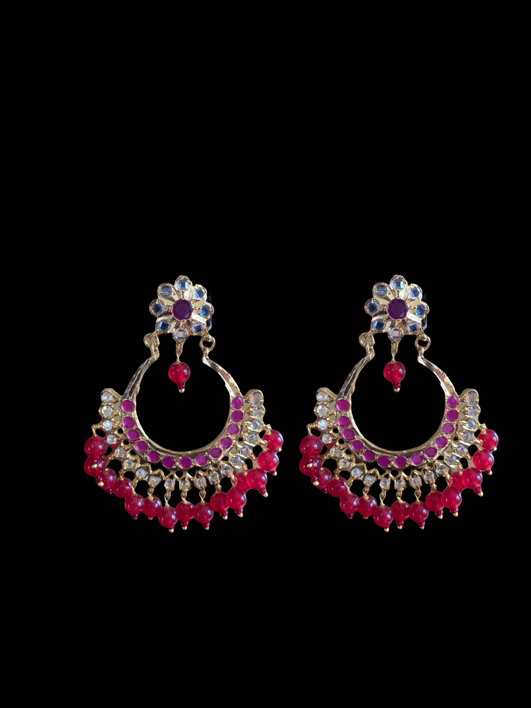 DER60 Anaita Hyderabadi chandbali in rubies (READY TO SHIP)