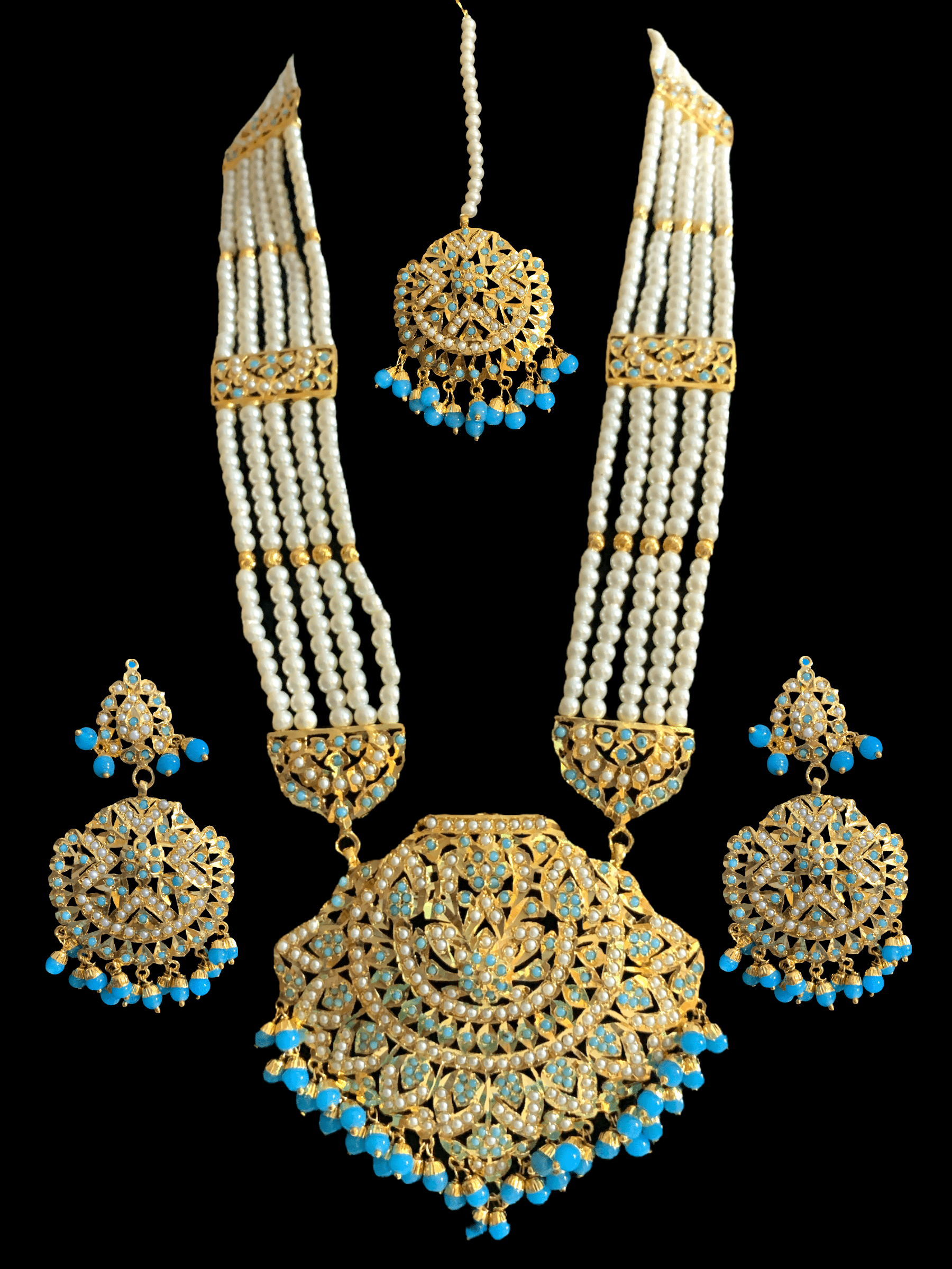 LN17 Jia Punjabi rani haar in turquoise / feroza ( SHIPS IN 4 WEEKS )