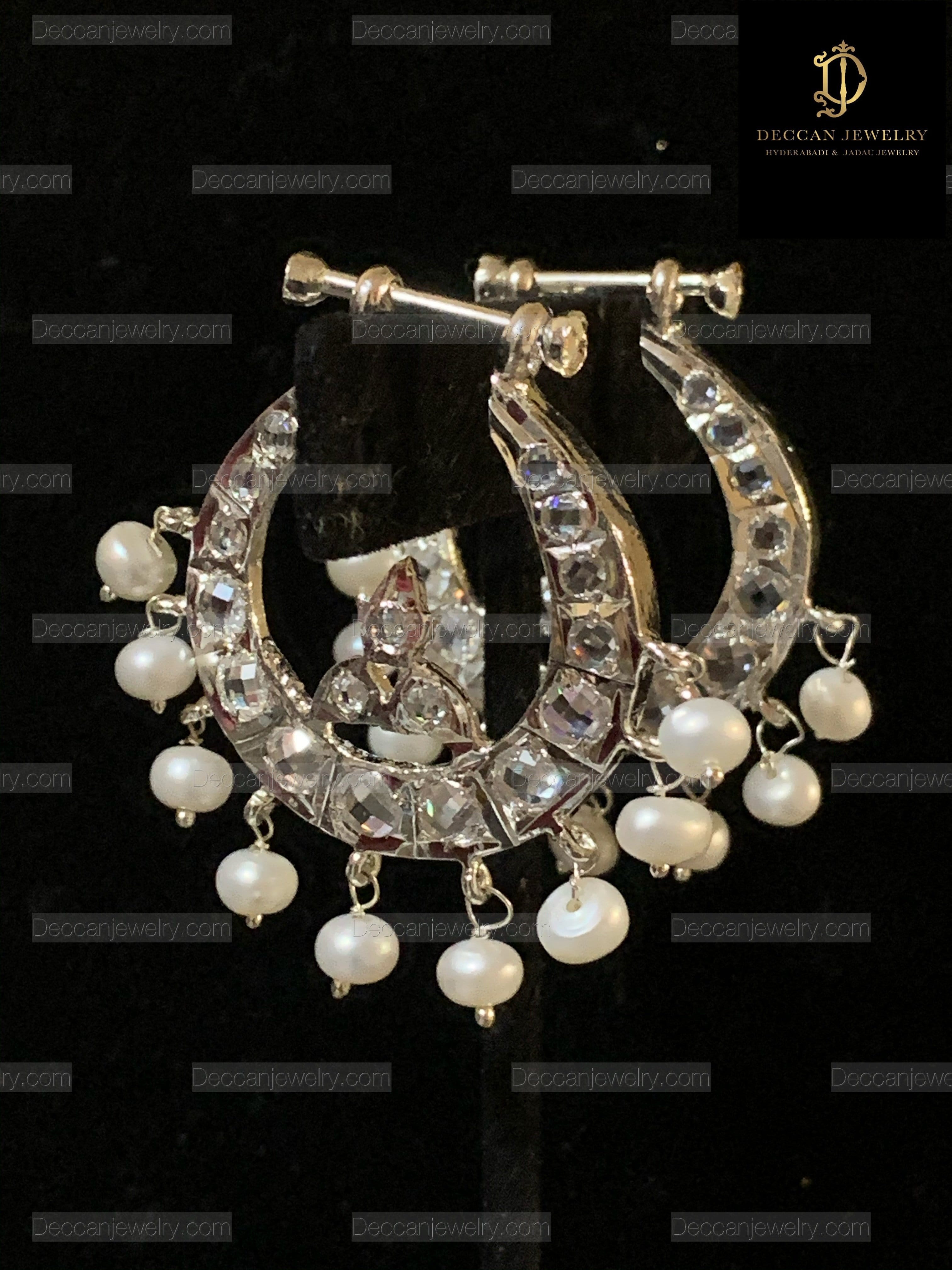 DER631 Hosna silver plated chandbali ( SHIPS IN 4 WEEKS  )