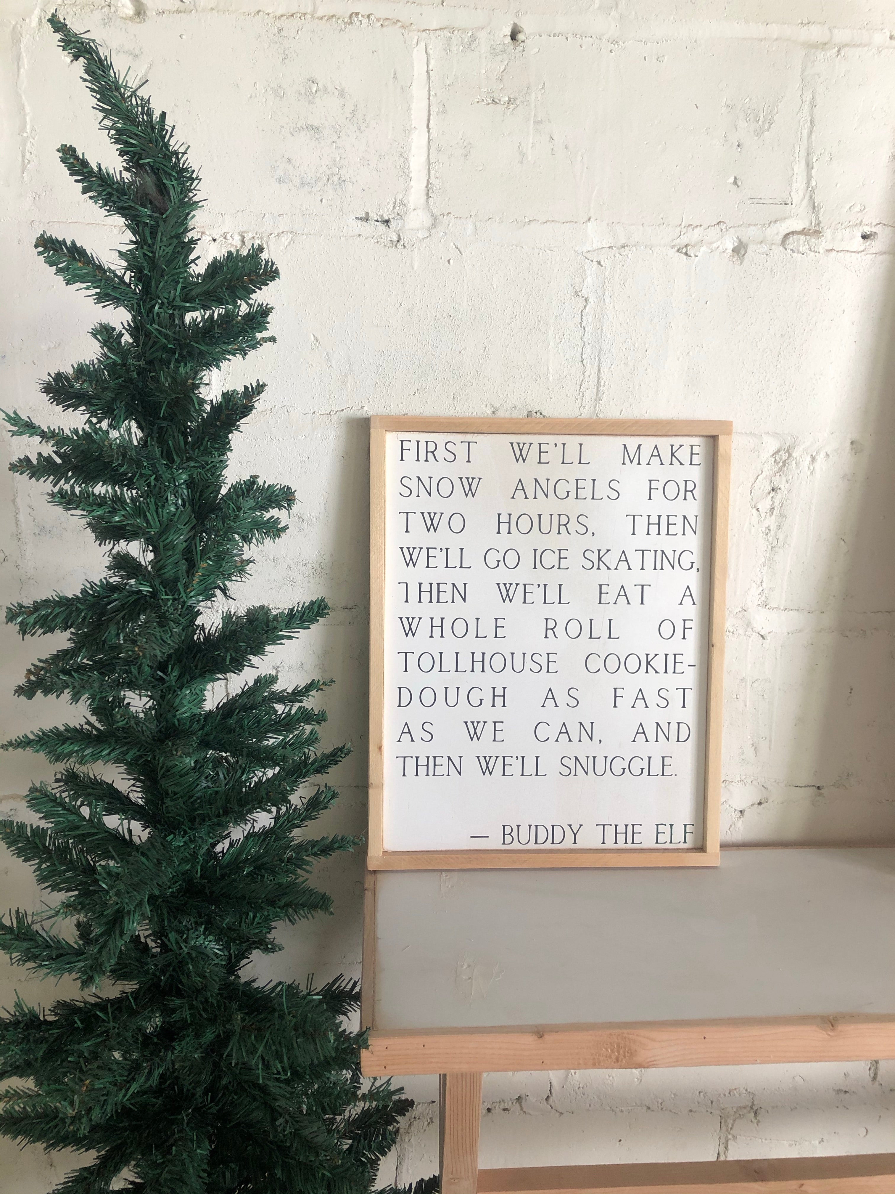 First we’ll make snow angels Buddy the elf framed wall art / Christmas decor / Christmas wall art / Large wall decor