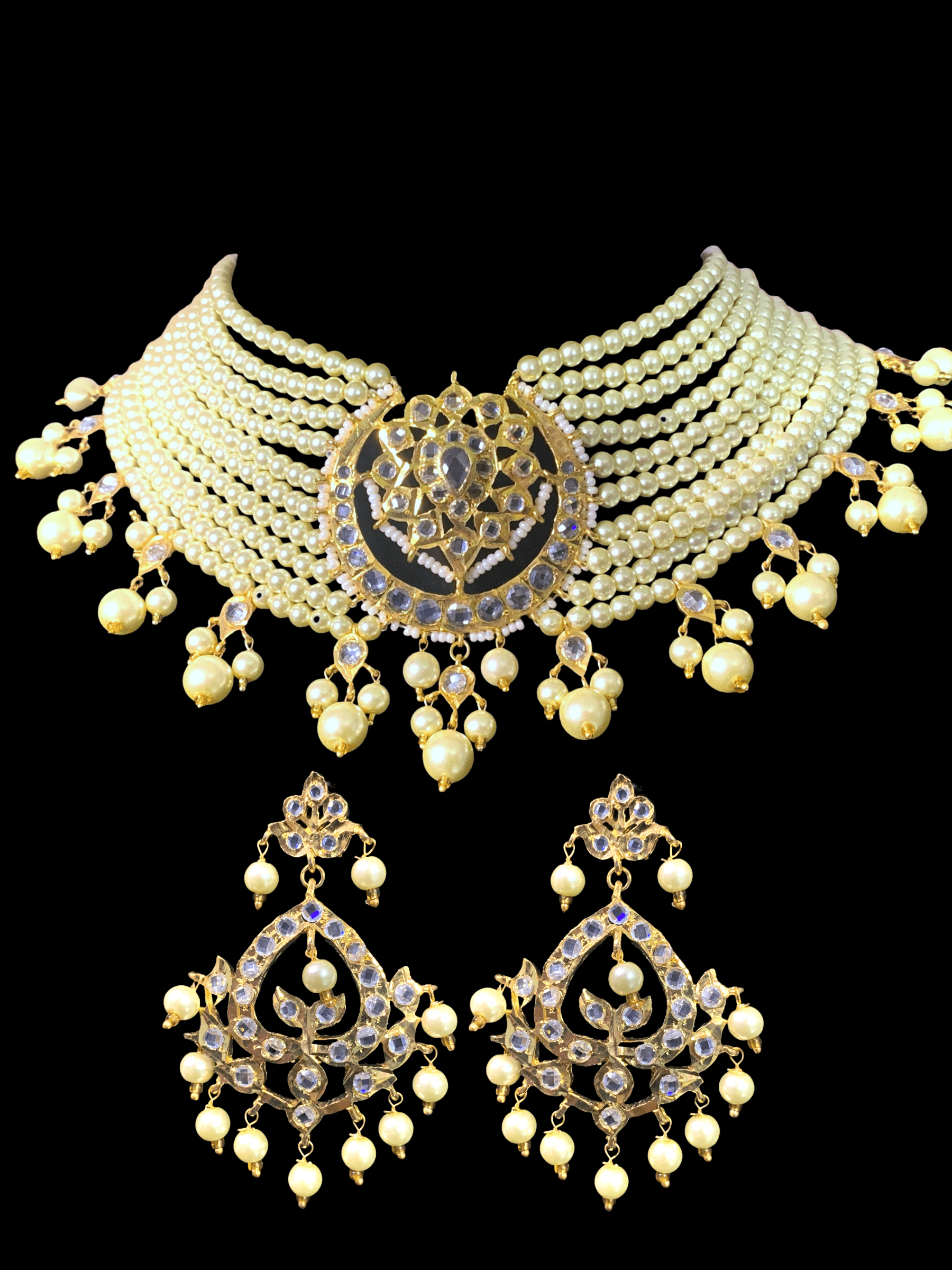 C171  Noor choker set in golden pearls ( READY TO SHIP )