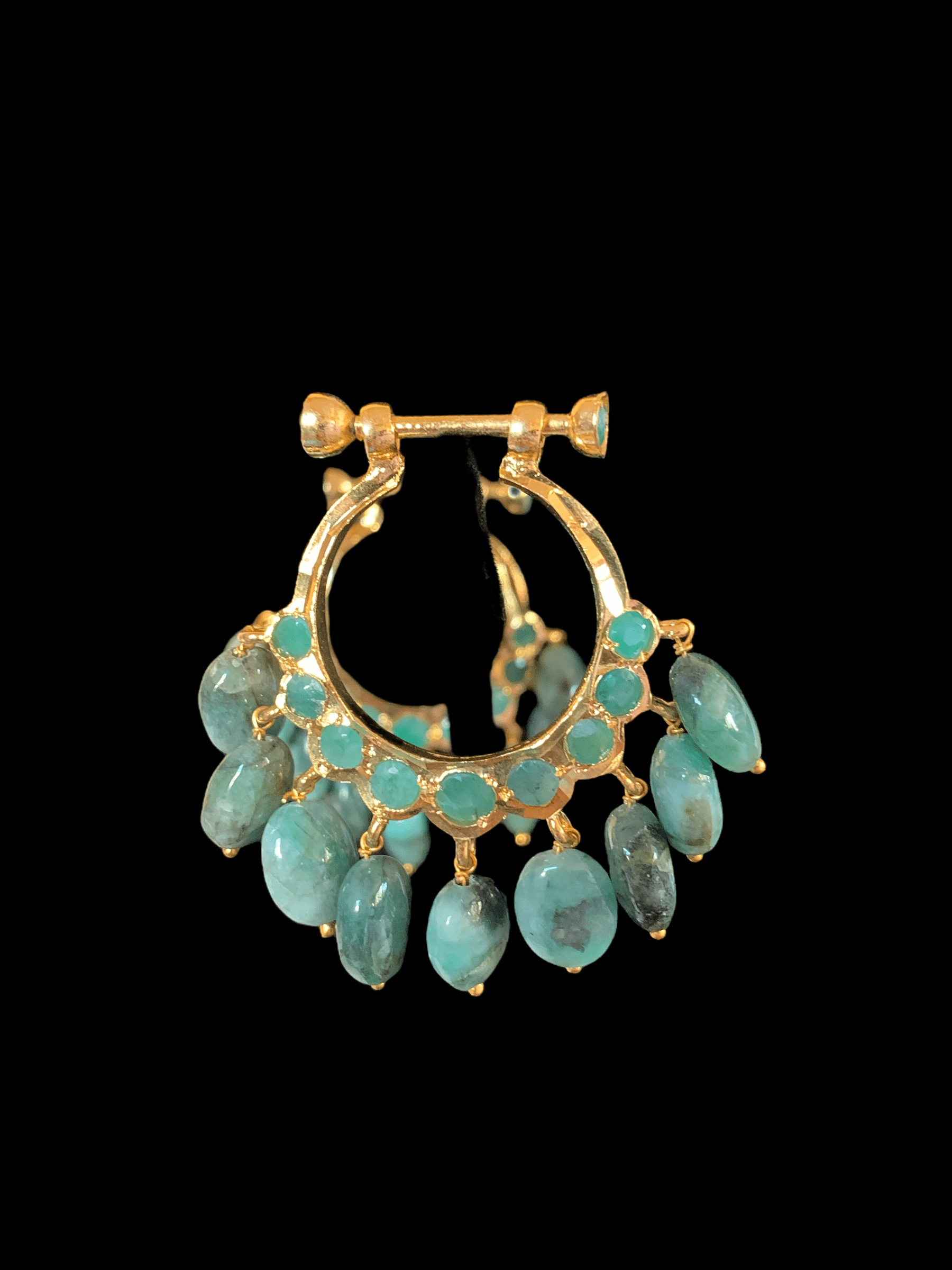 DER88 Neda natural emerald chandbali( SHIPS IN 2 WEEKS )